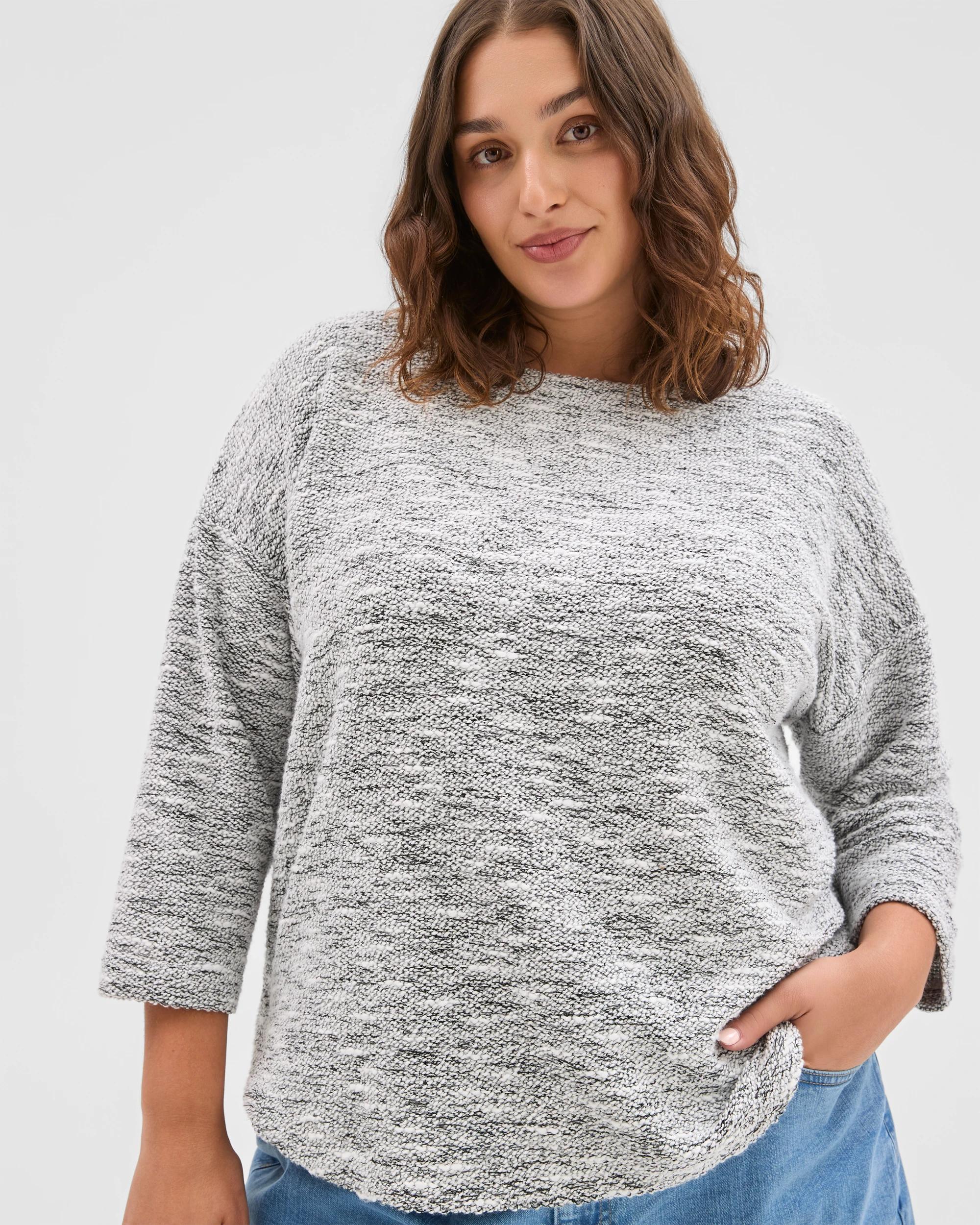 3 Target Curve Plus Size Australian Cotton Blend Curved Hem Textured Top CLOUD DANCER/COCONUT TWIST, 3 of 6
