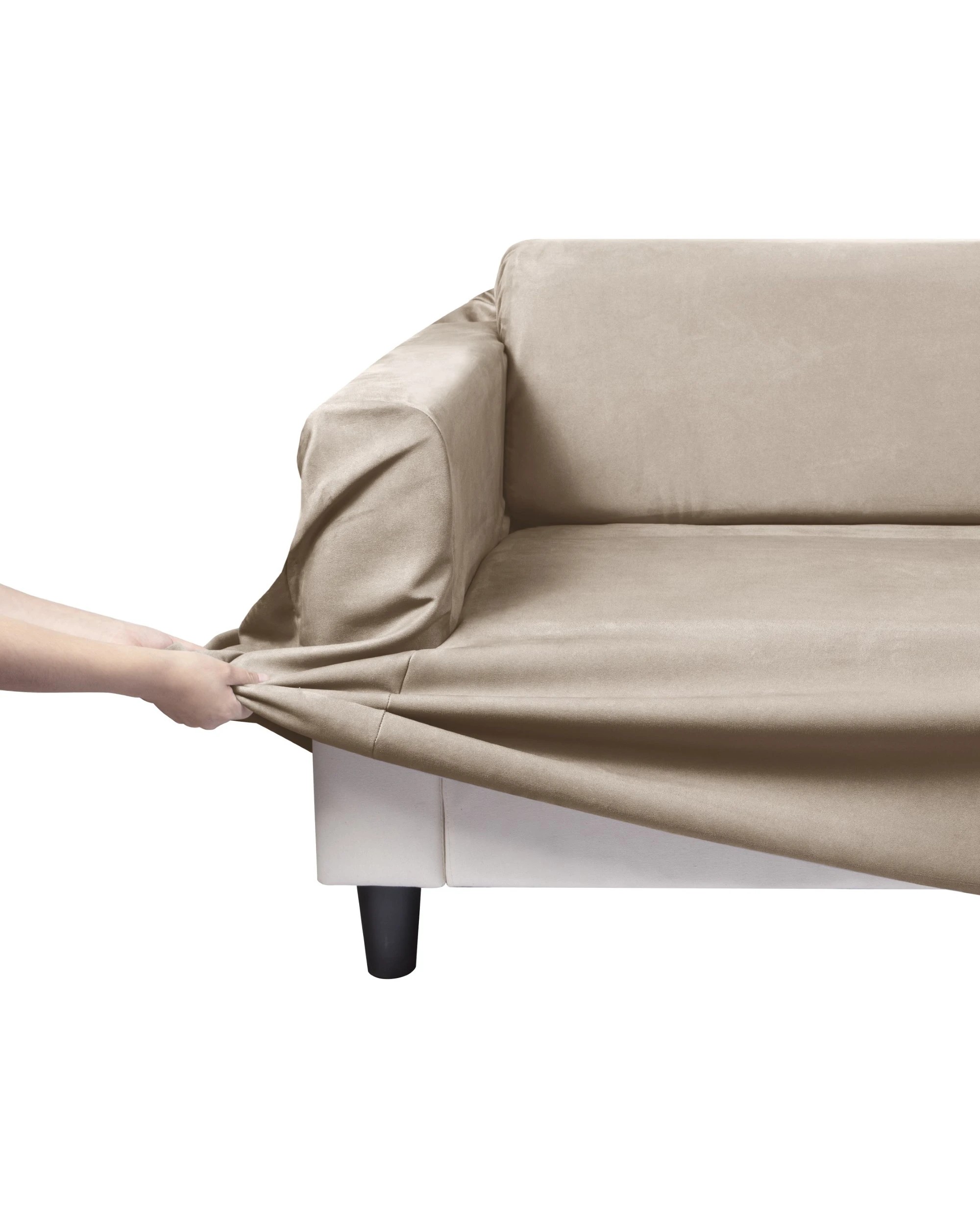 1 Sherwood Home Premium Faux Suede 3 Seater Couch Sofa Cover - Cream, 1 of 1