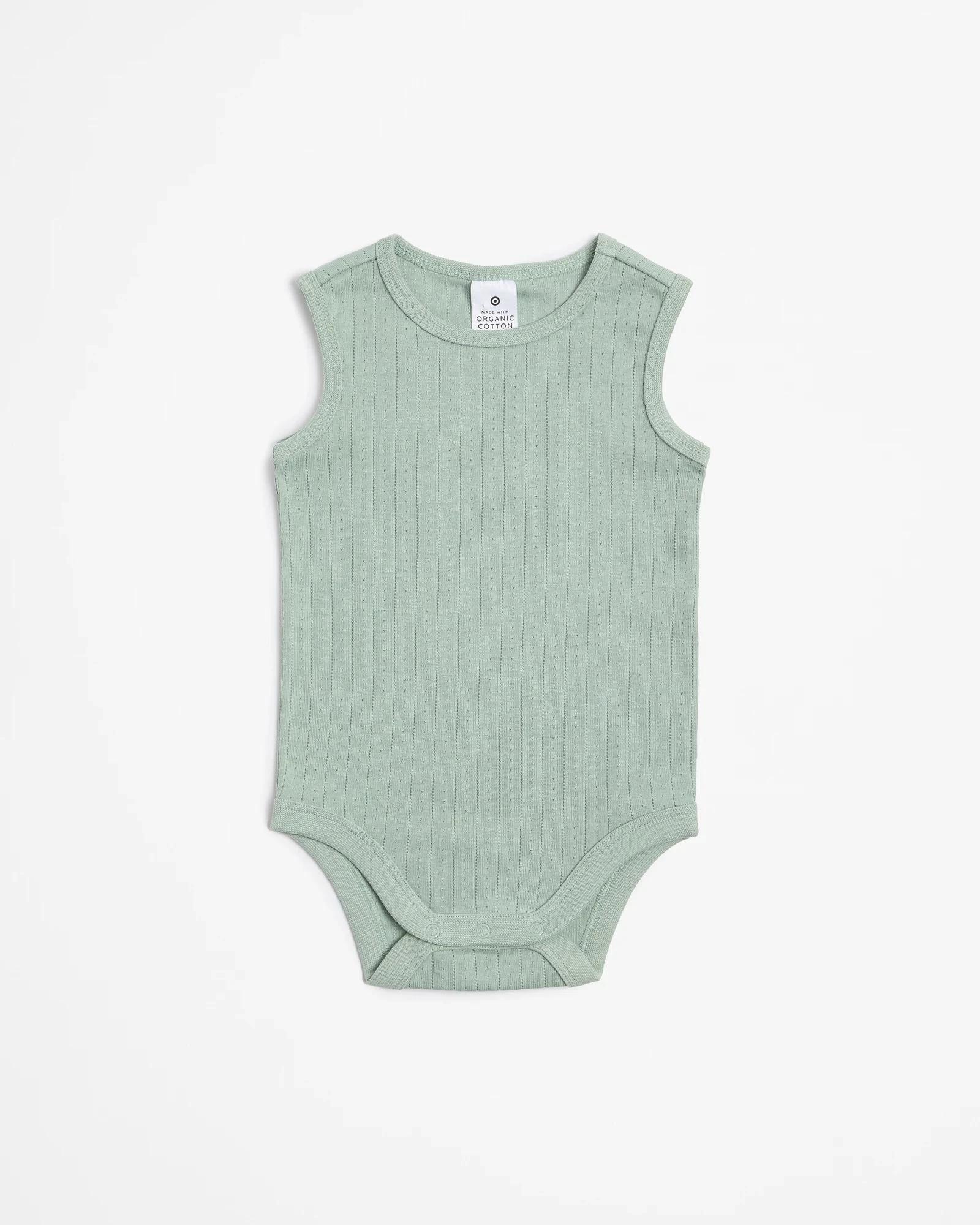 1 Target Baby Organic Cotton Pointelle Bodysuit GREEN JADETTE, 1 of 3