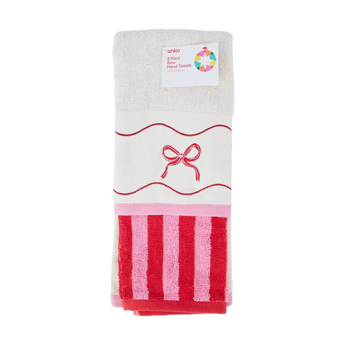 4 2 Pack Cotton Bow Hand Towels, 4 of 4