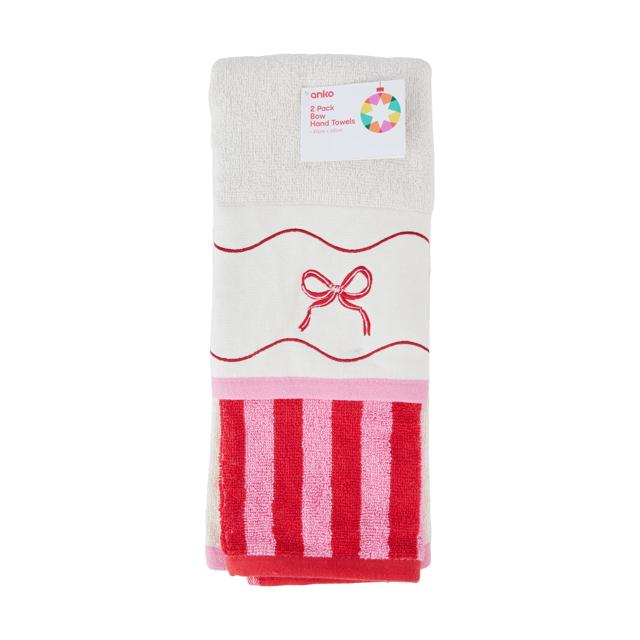 4 2 Pack Cotton Bow Hand Towels, 4 of 4