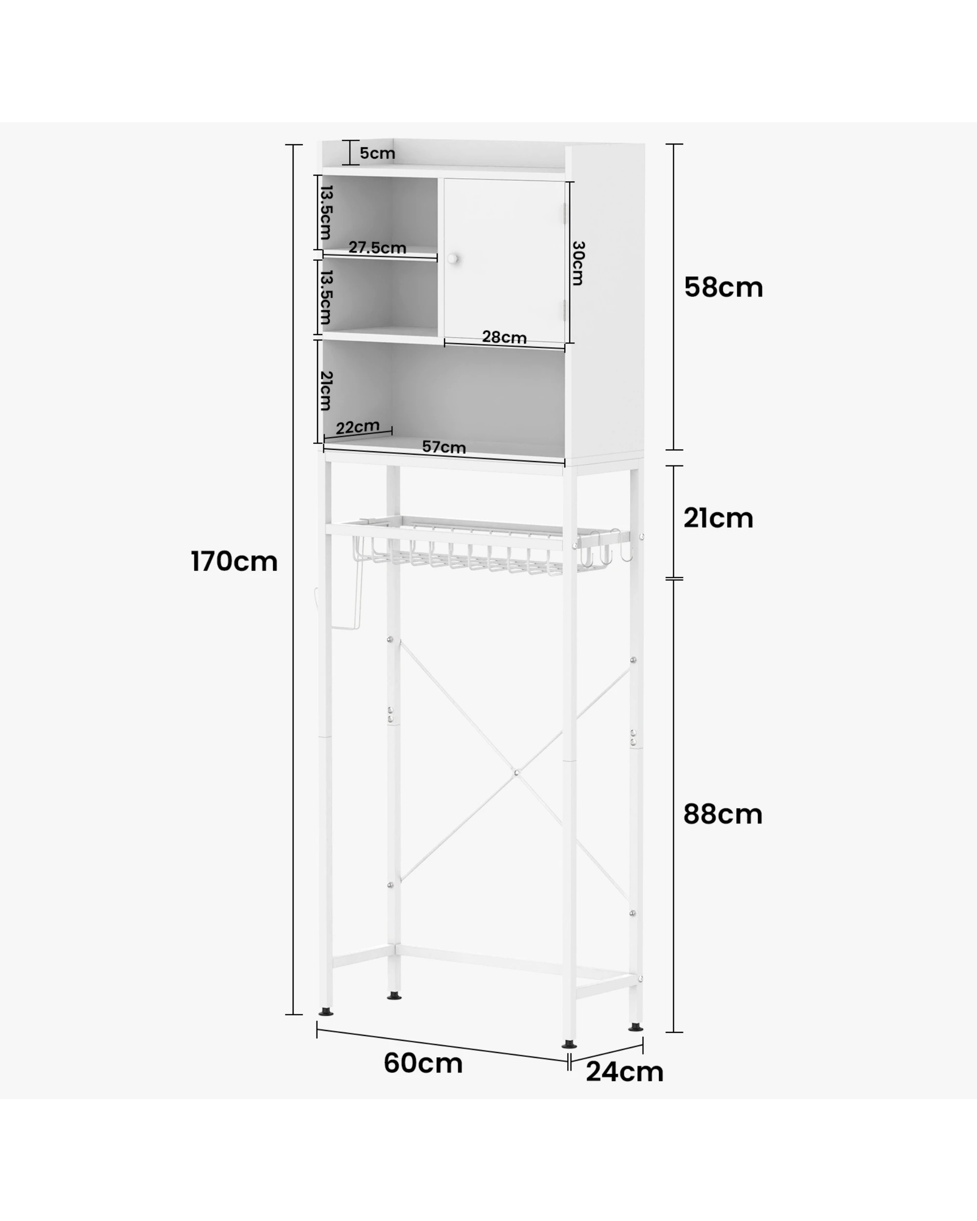 7 Advwin Over Toilet Storage Cabinet Bathroom Organizer Shelf, 7 of 10