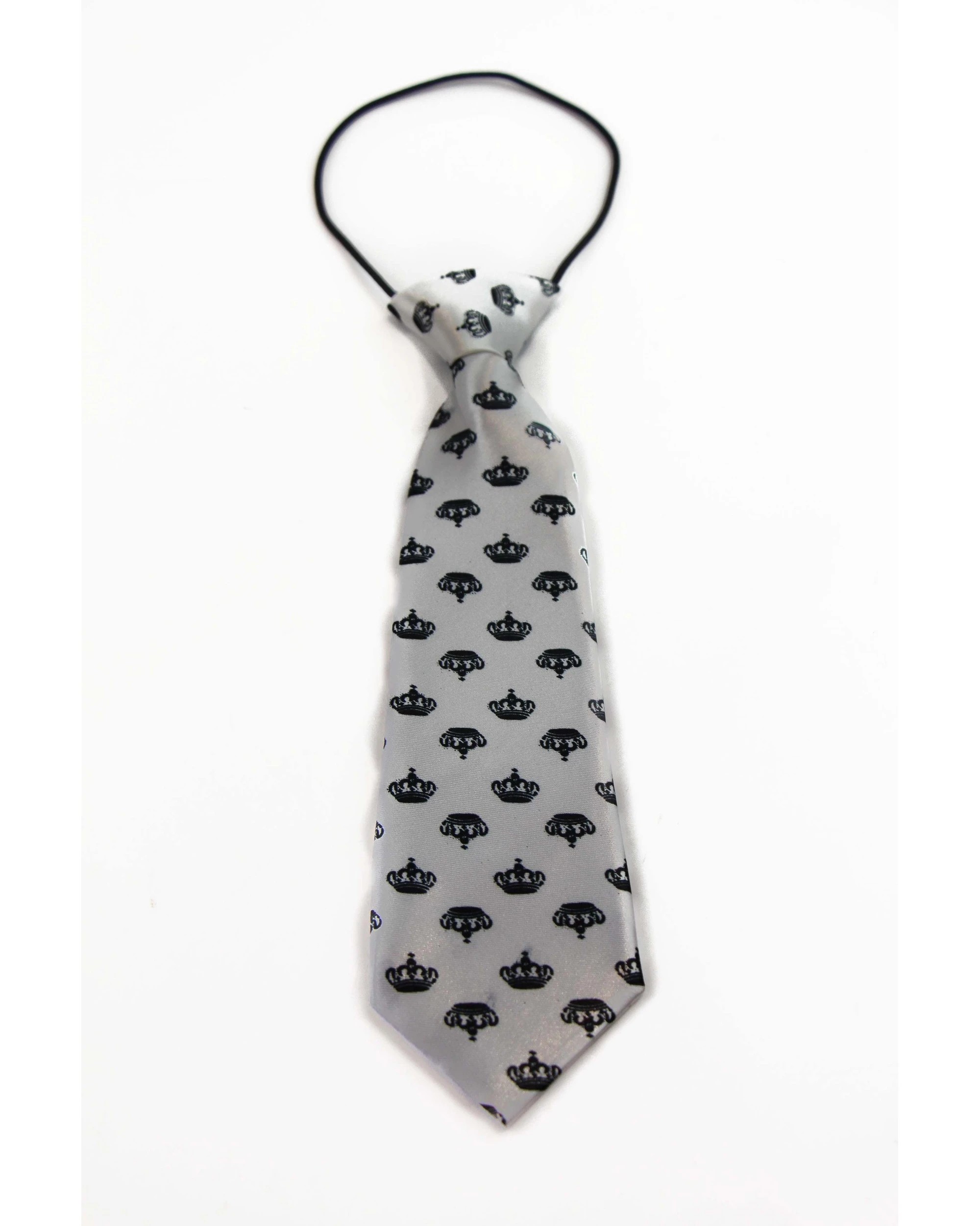 2 Zasel Kids Boys Black & White Patterned Elastic Neck Tie - Crown - Multi, 2 of 2