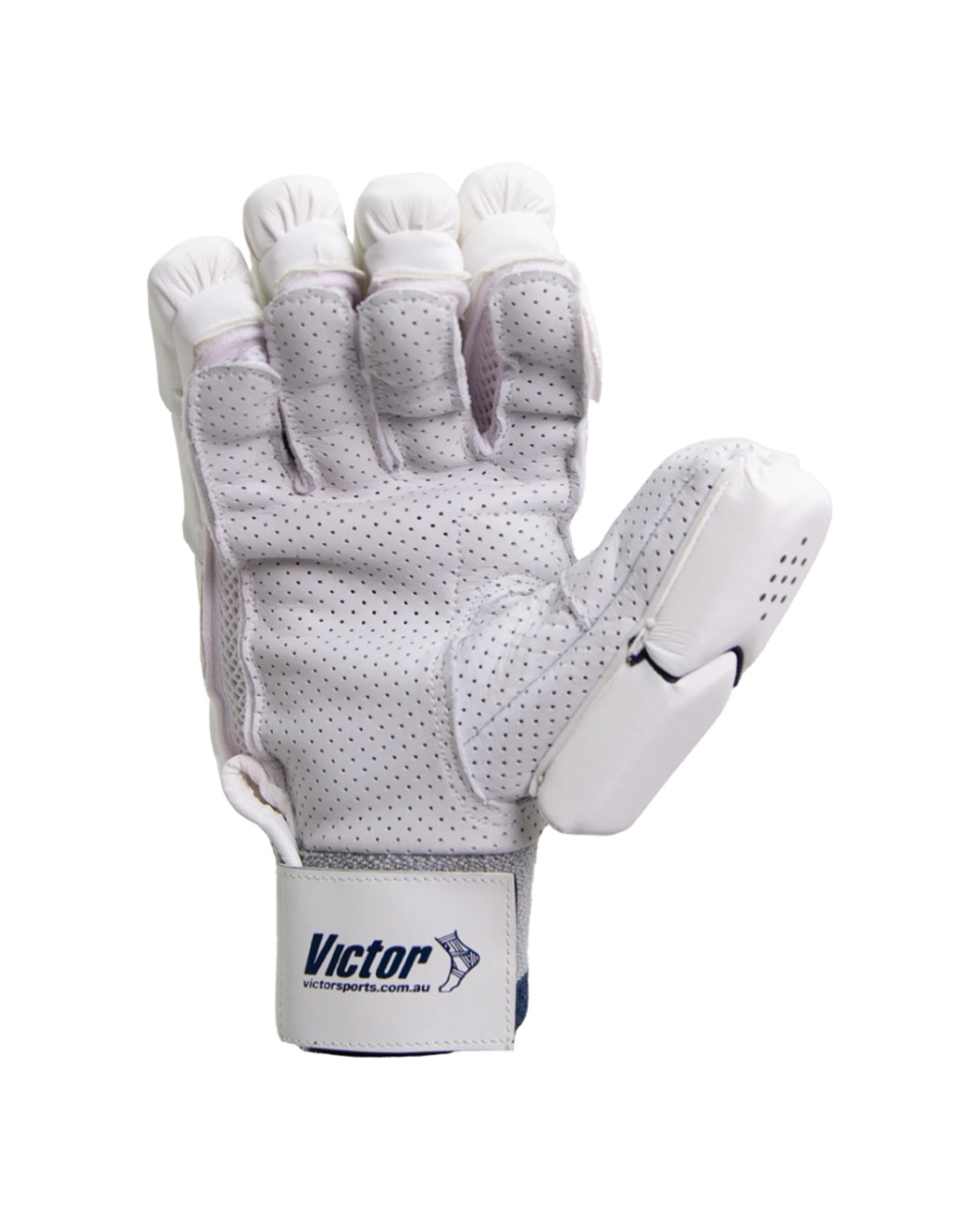 5 Victor Sports Prime Cricket Batting Gloves Calf Leather Adult Right Hand - White, 5 of 7