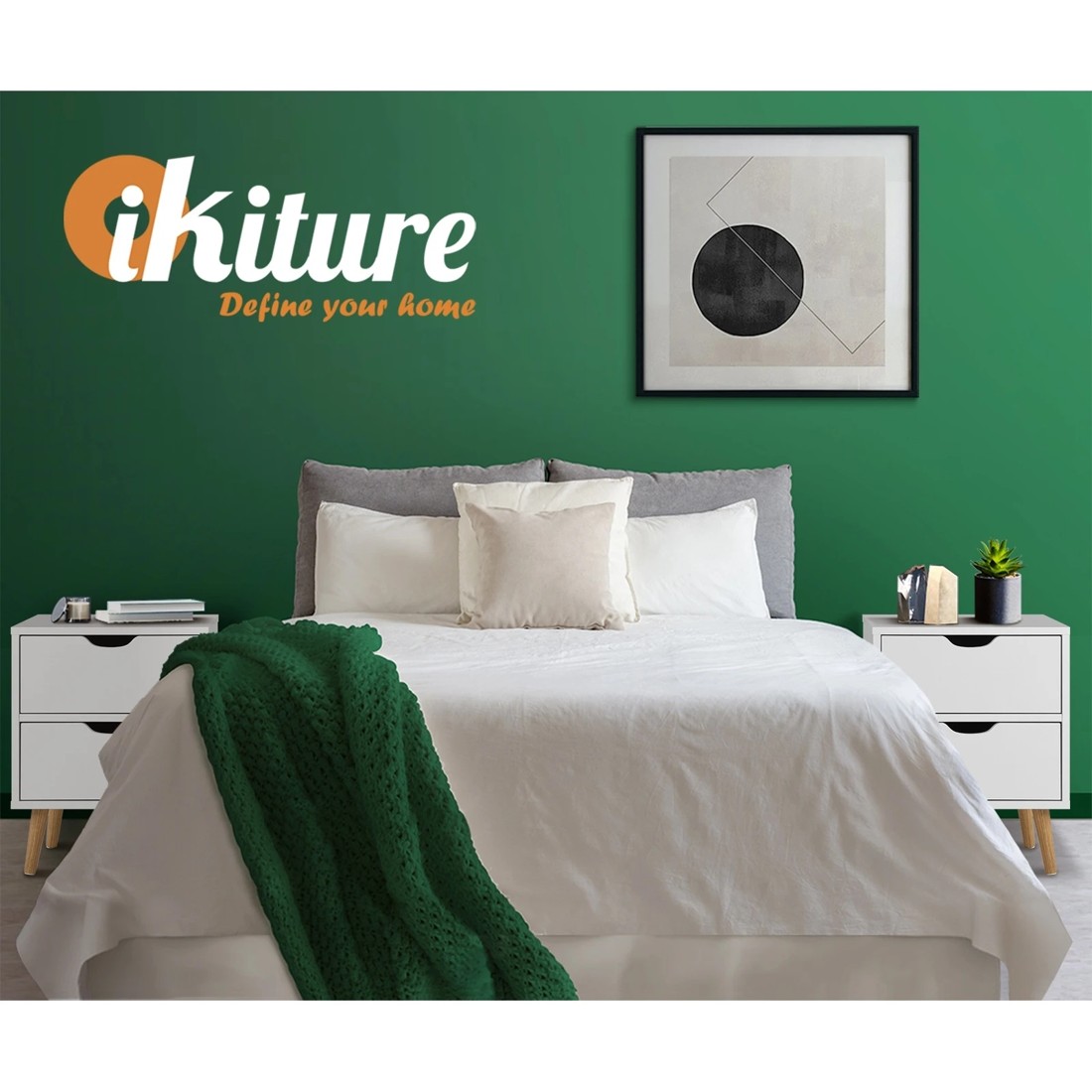 5 Oikiture Bedside Tables 2 Drawers Side Table Nightstand Storage
 - White, 5 of 10