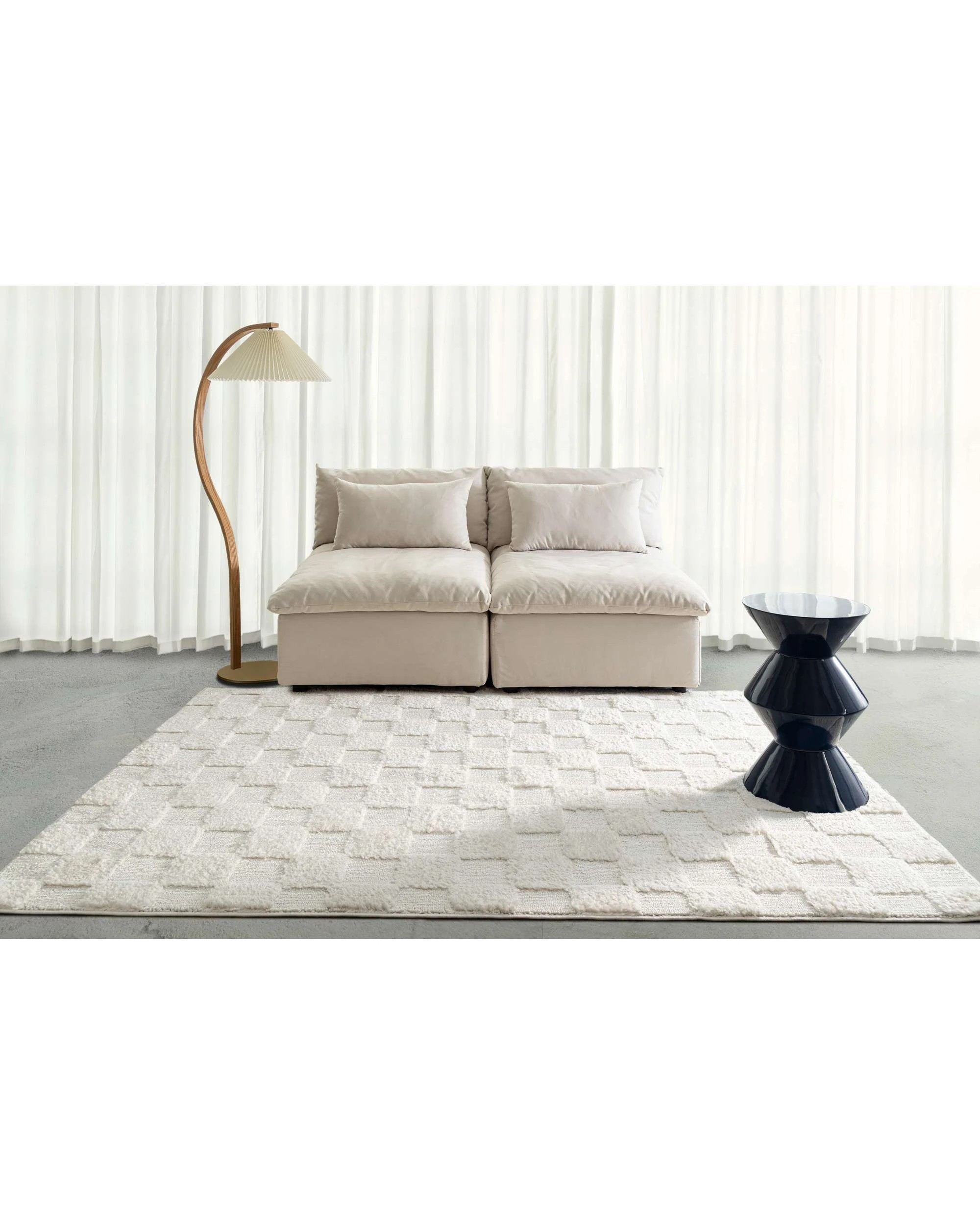 2 Loopsie Ambra Checkered Rug-330cm x 240cm - White, 2 of 8
