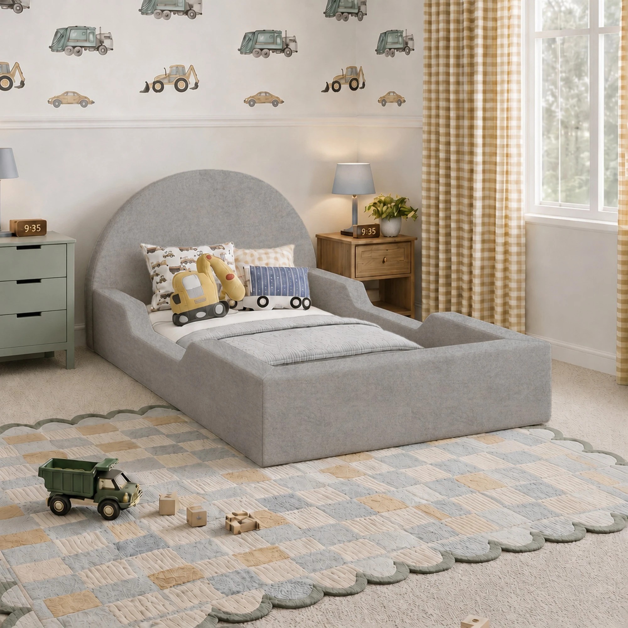 1 Milano Cubrio Kids Tool Free Bed Frame - King Single - Grey, 1 of 6