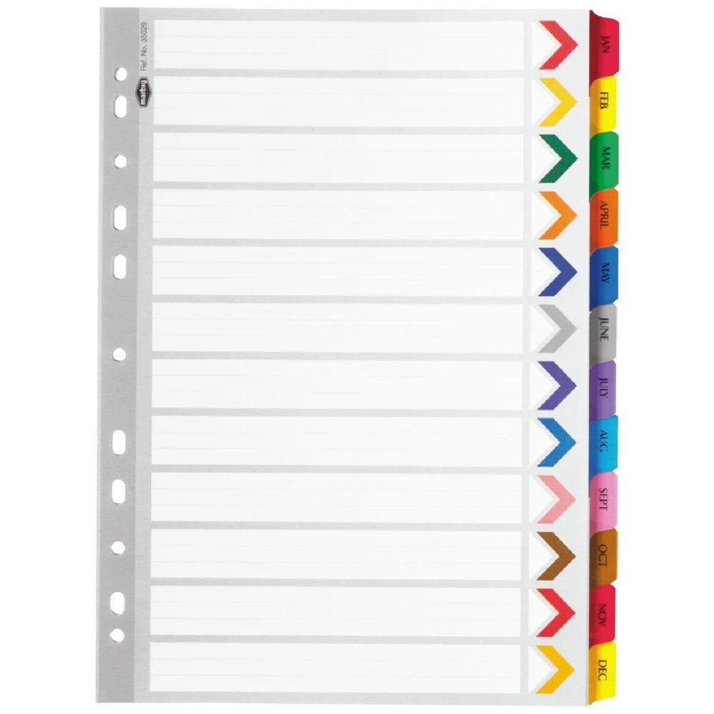 1 Marbig Reinforced A4 Jan-Dec Tab Divider, 1 of 1