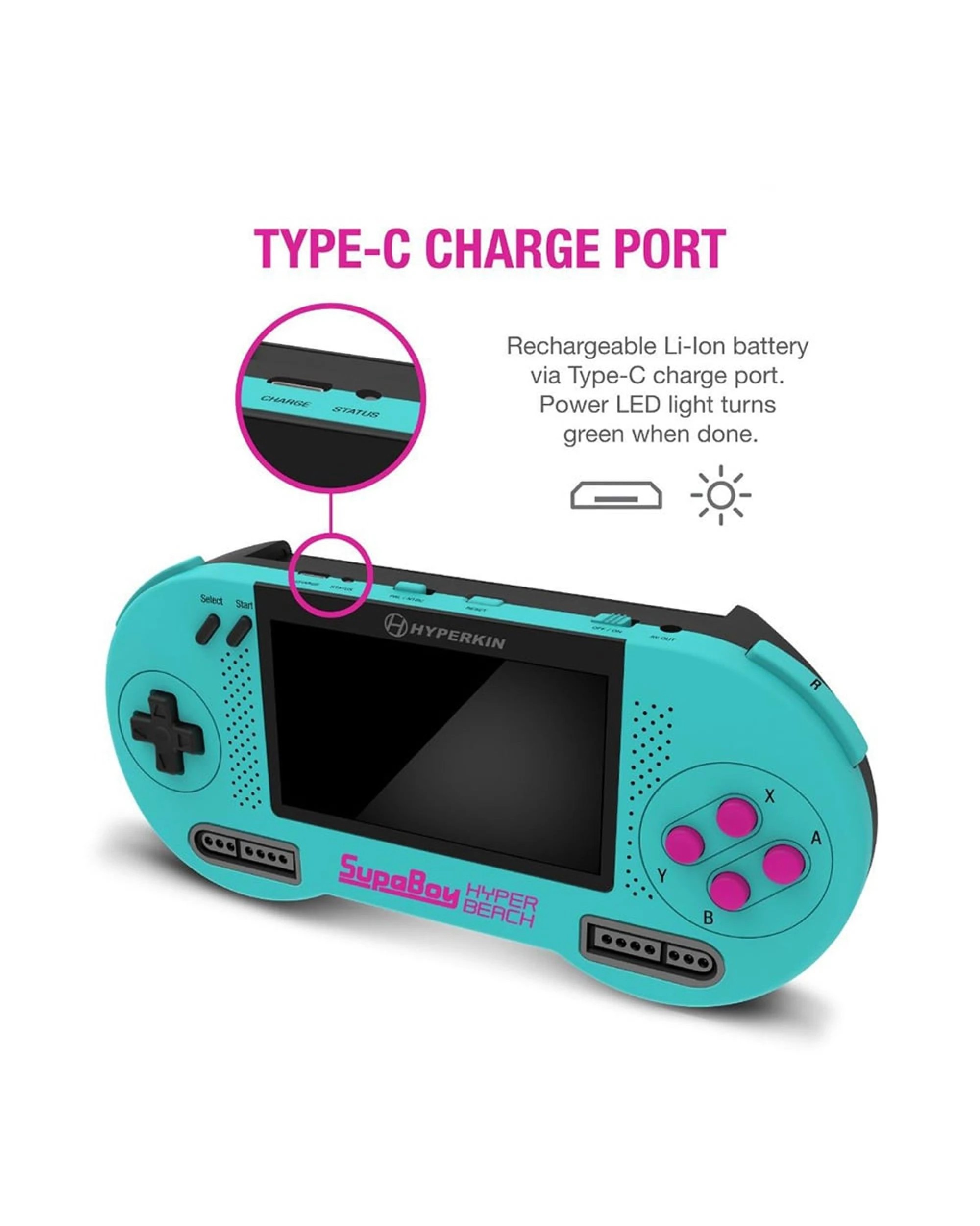 3 Hyperkin SupaBoy Portable Pocket Console for SNES - Blue, 3 of 8