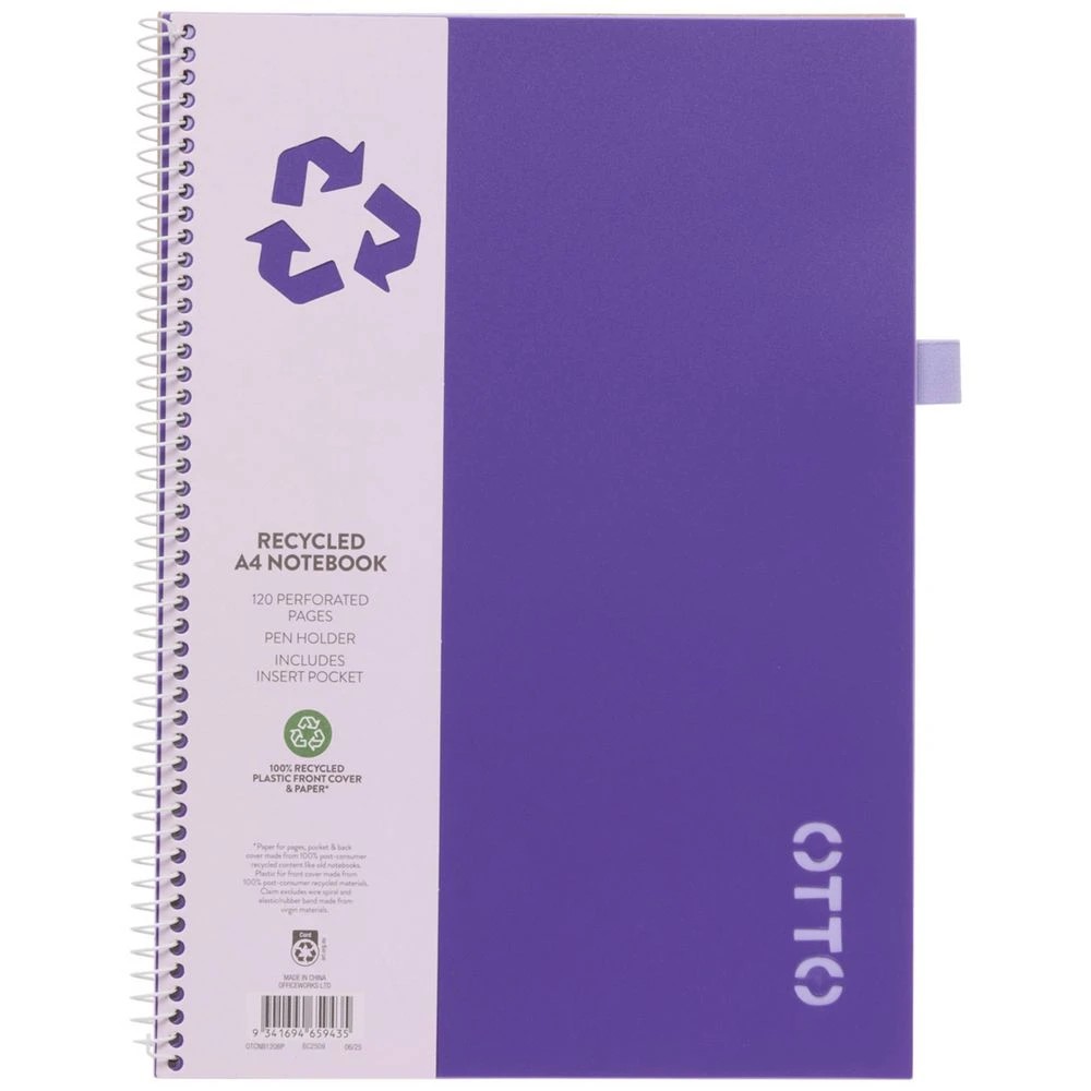 1 Otto A4 Recycled Notebook 120 Page Purple, 1 of 5