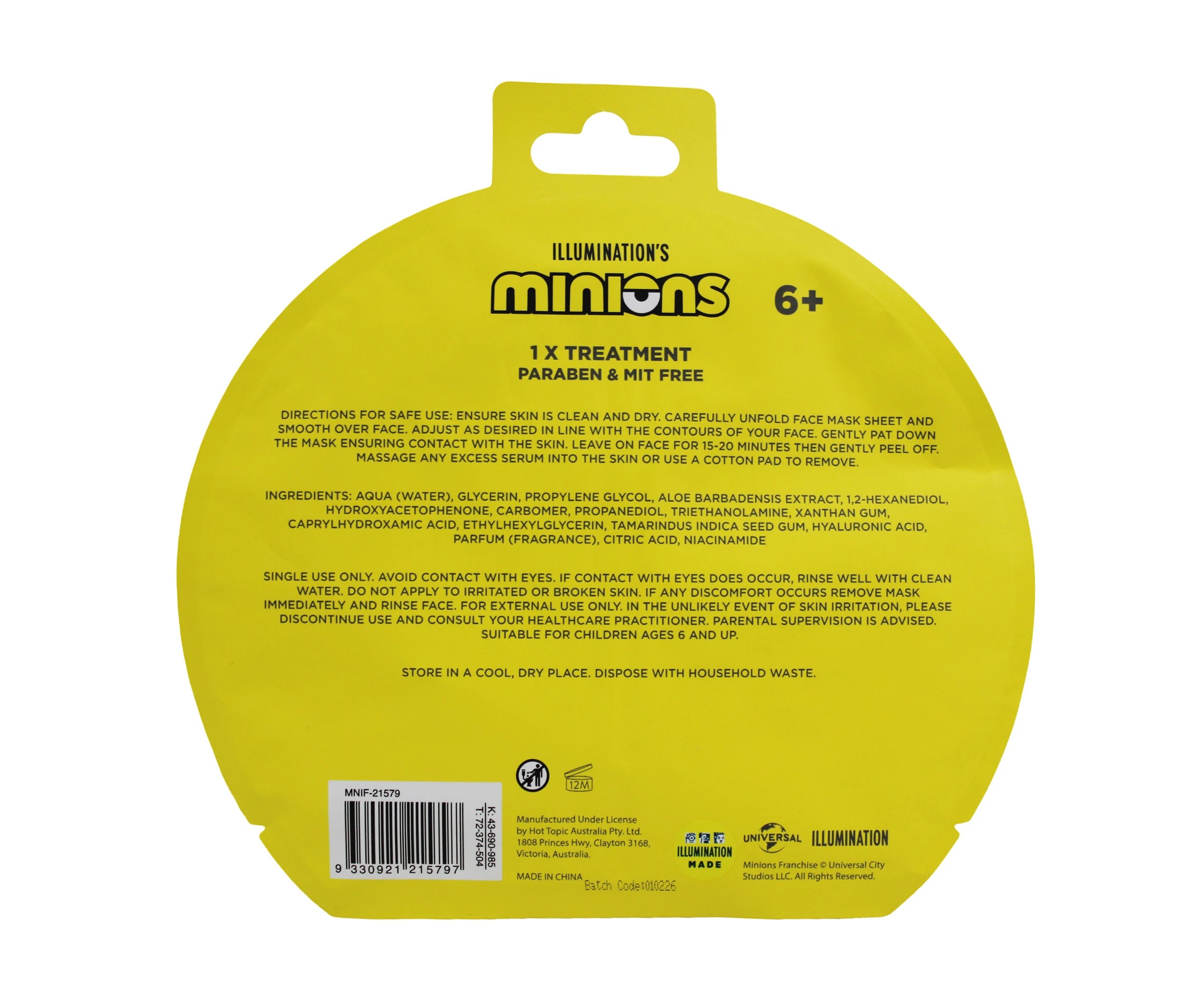 2 Illumination's Minions Bob & Tim Sheet Mask - Strawberry Scented, 2 of 2