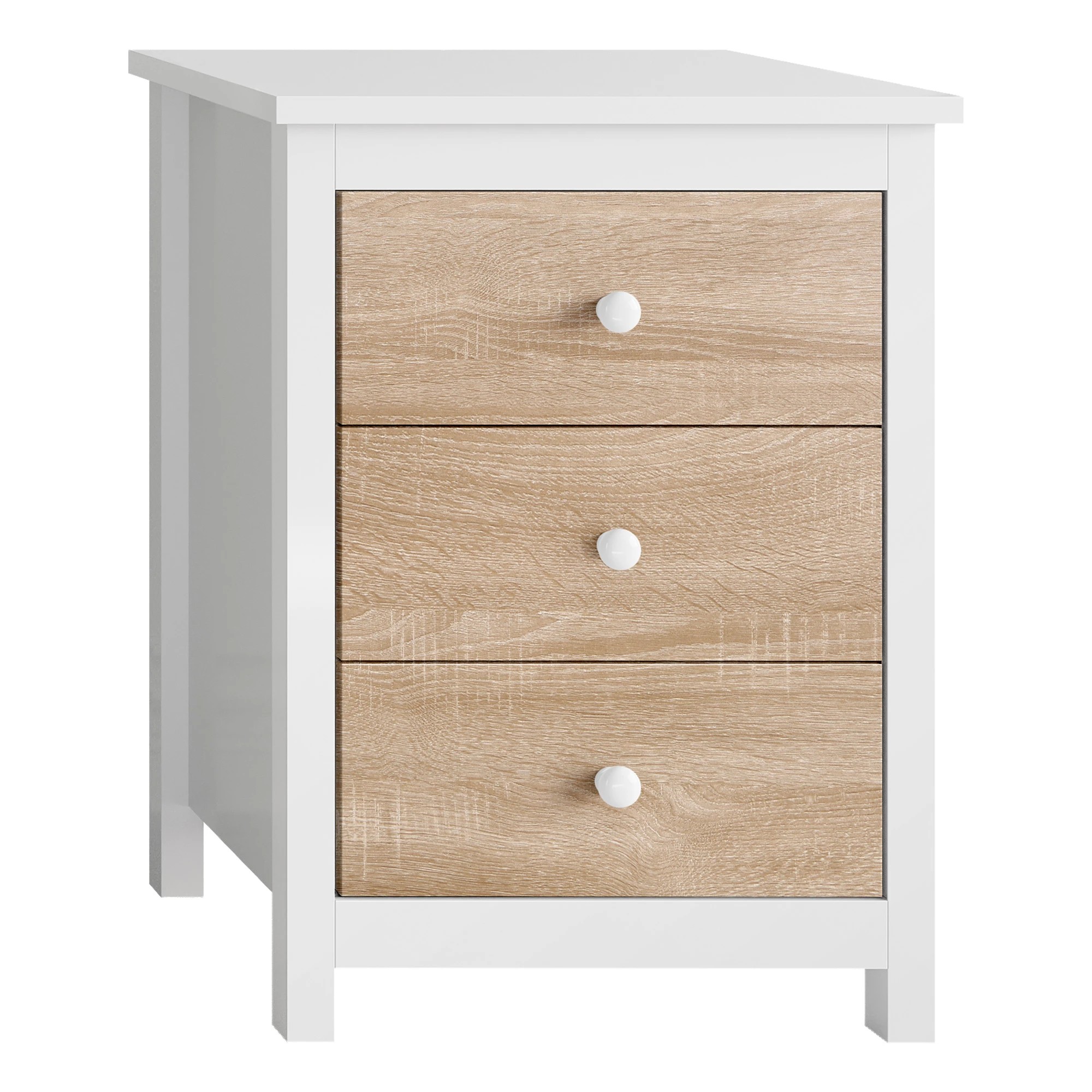 2 Alfordson Bedside Table Hamptons Nightstand Storage Side End 3 Drawers Oak, 2 of 10