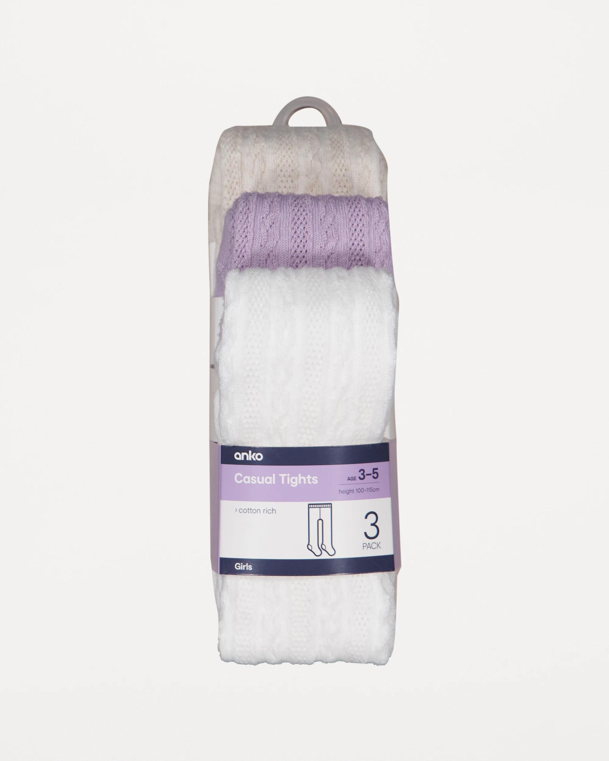 3 3 Pack Cable Knit Tights Wht Tights, 3 of 3