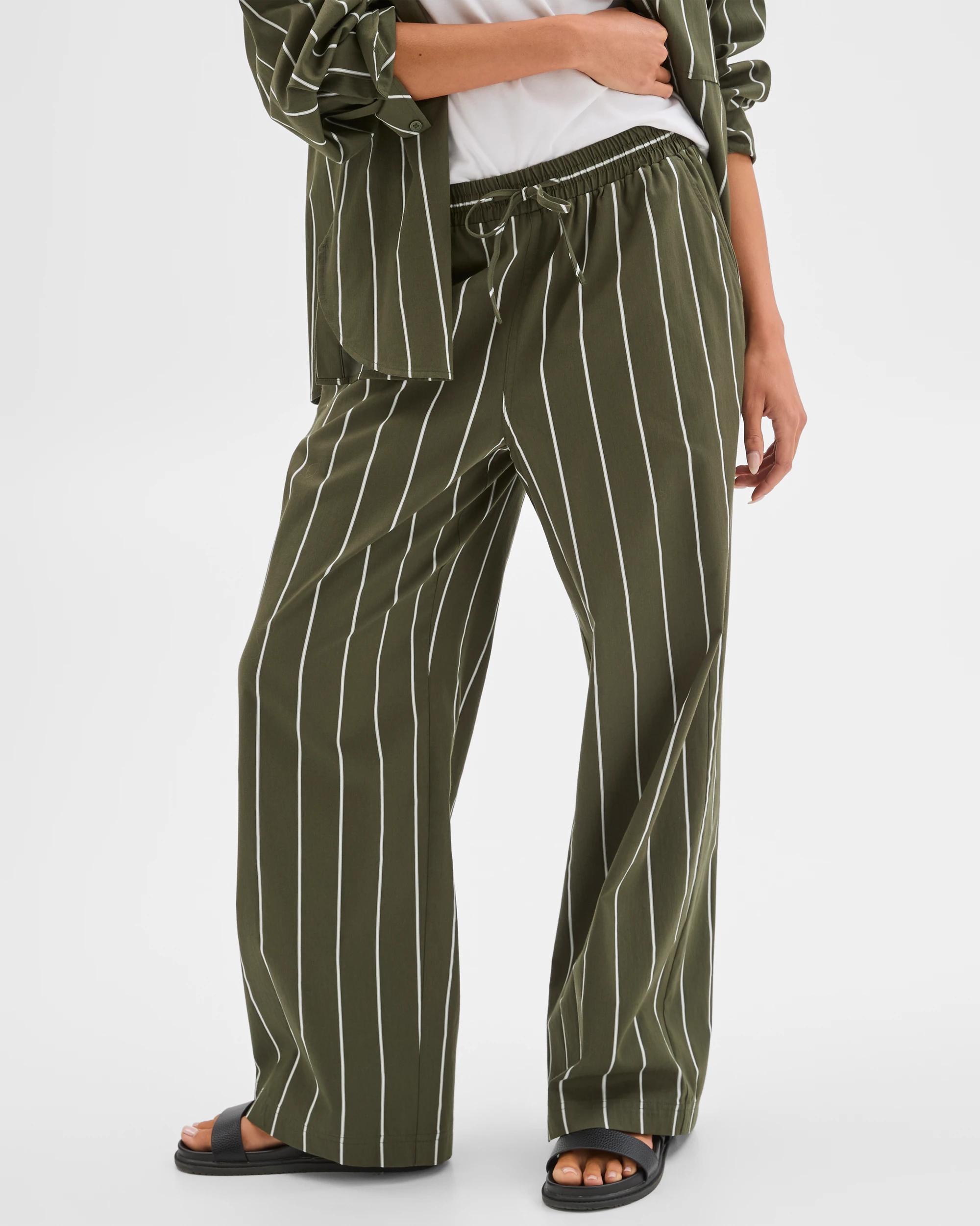 3 Lily Loves Australian Cotton Blend Poplin Striped Pants GREEN STRIPE, 3 of 8