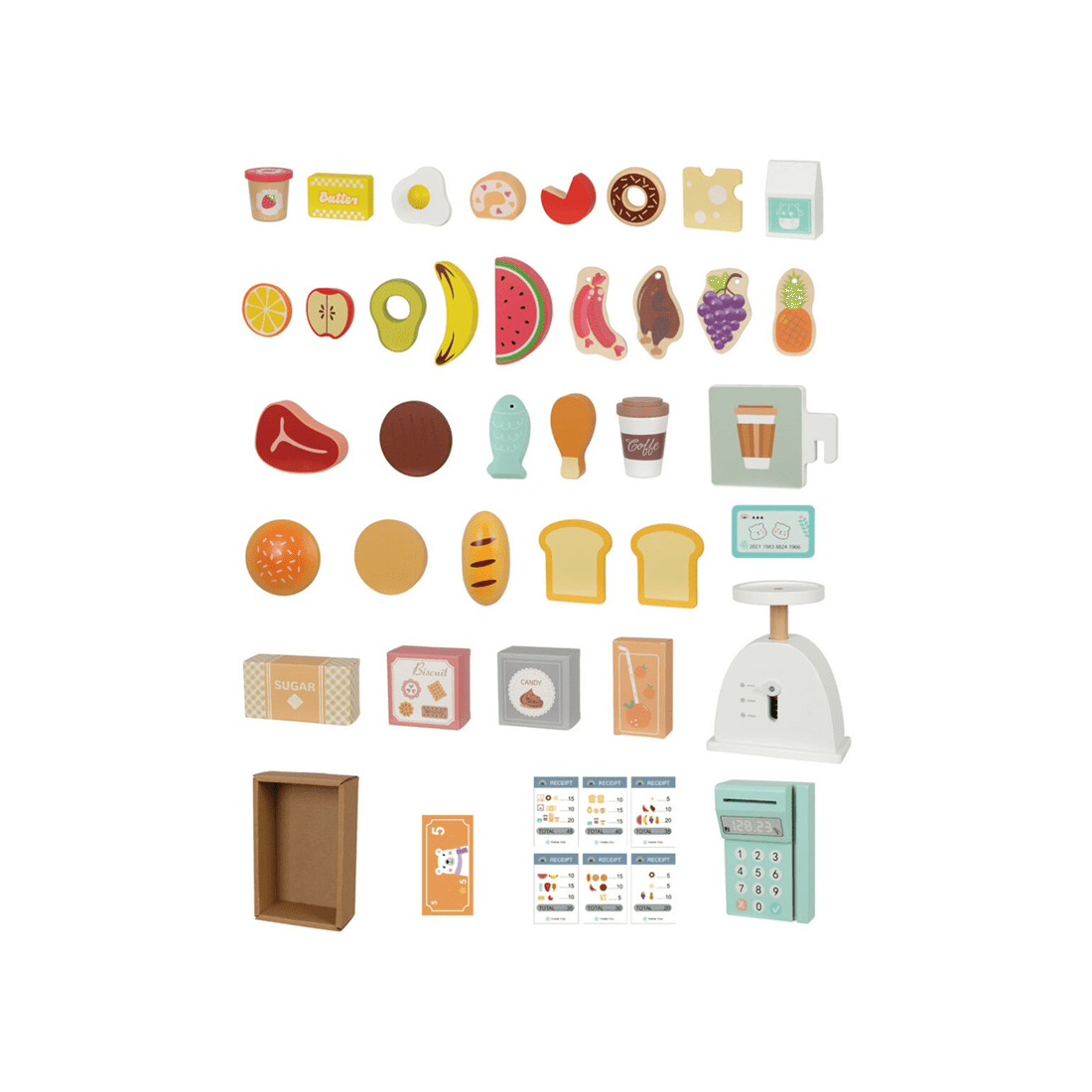 4 Tooky Toy Wooden Grocery Store Play Set Pretend Play For Kids 3 Years Plus - Multi, 4 of 9