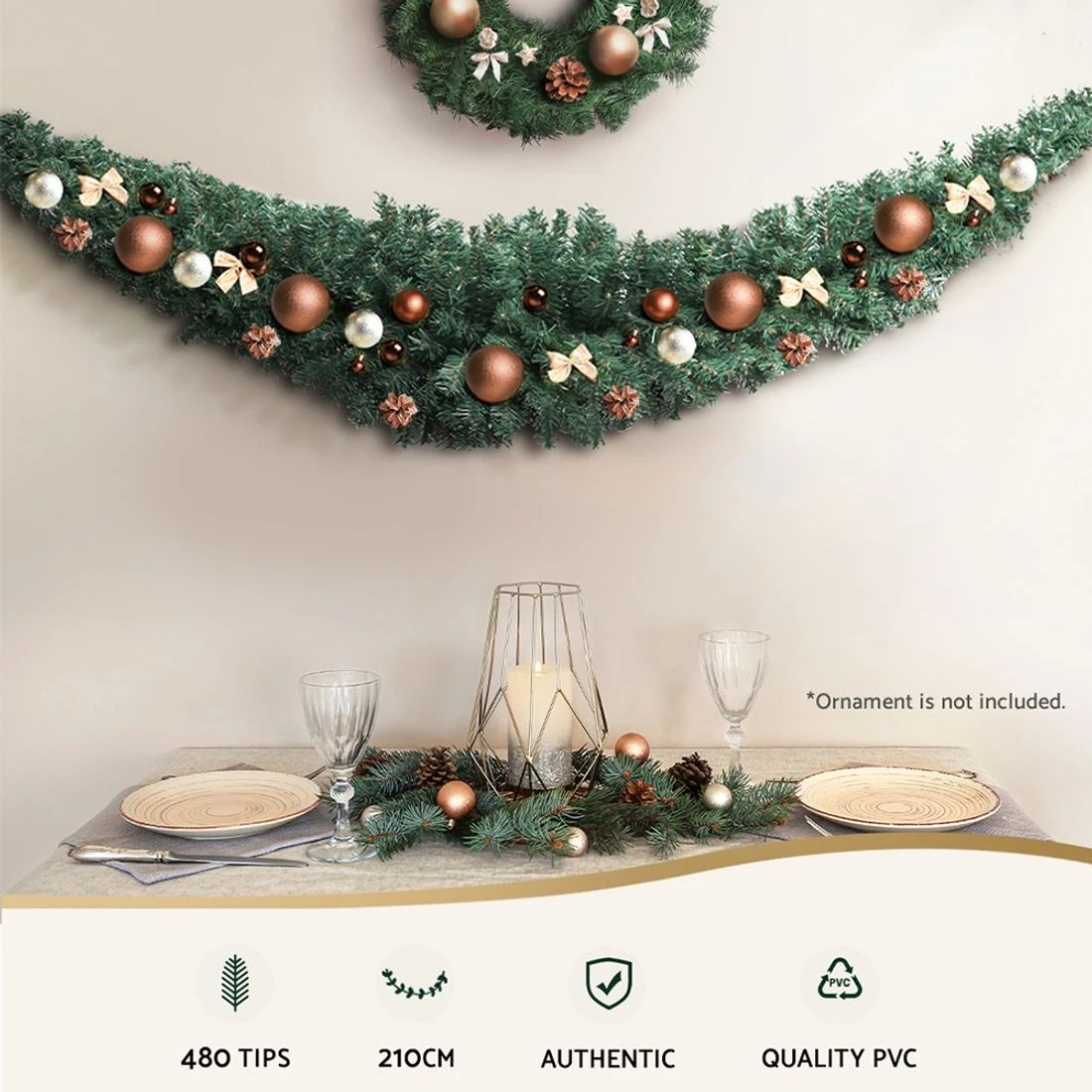 5 Jingle Jollys 2.1m Christmas Garland Xmas Decorations Green Wedding Party
 - green, 5 of 7