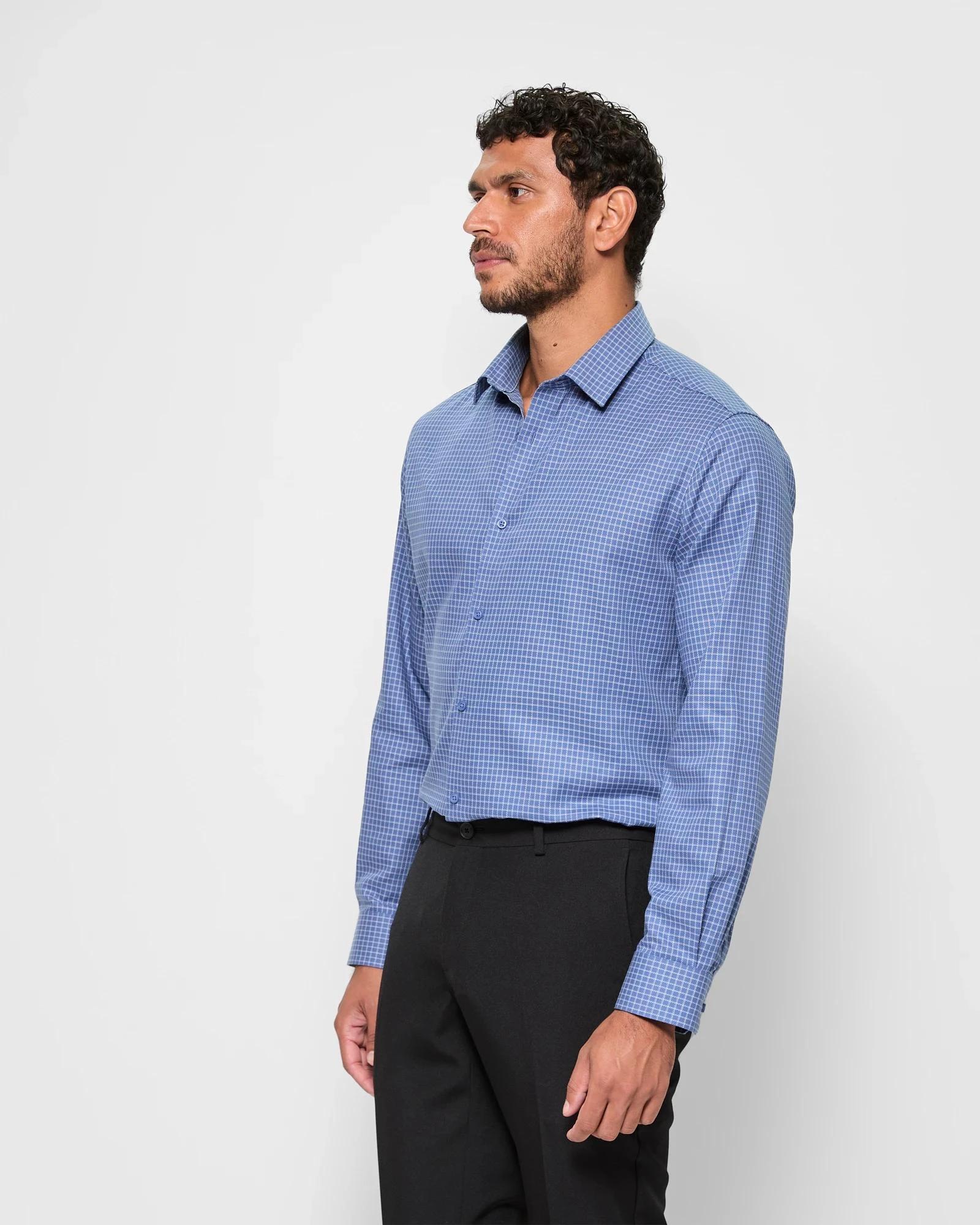 3 Long Sleeve Tattersall Shirt - Preview BLUE, 3 of 5