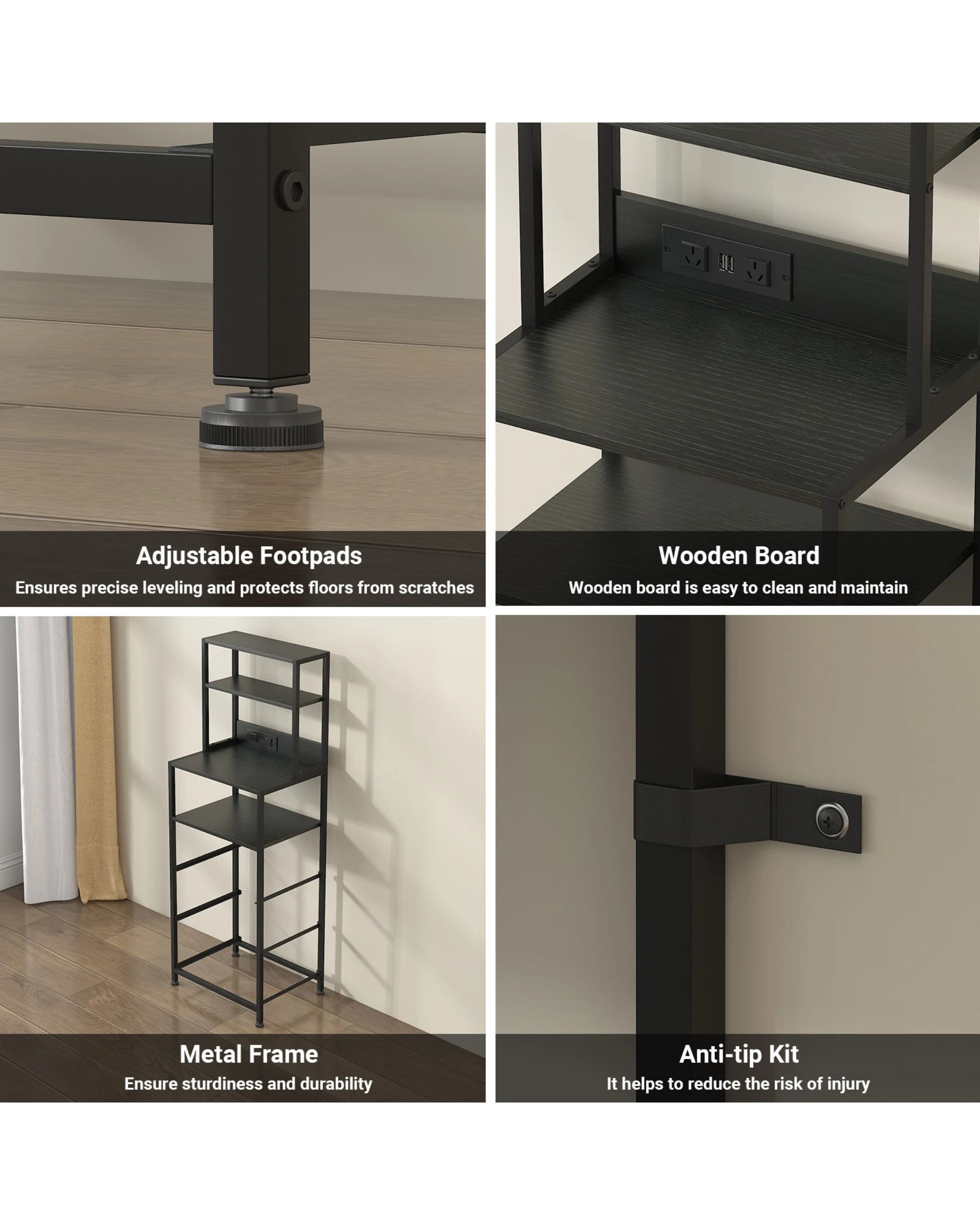 7 Advwin Led Bedside Table With Charging Station 3 Fabric Drawers Nightstand
 - Black, 7 of 9