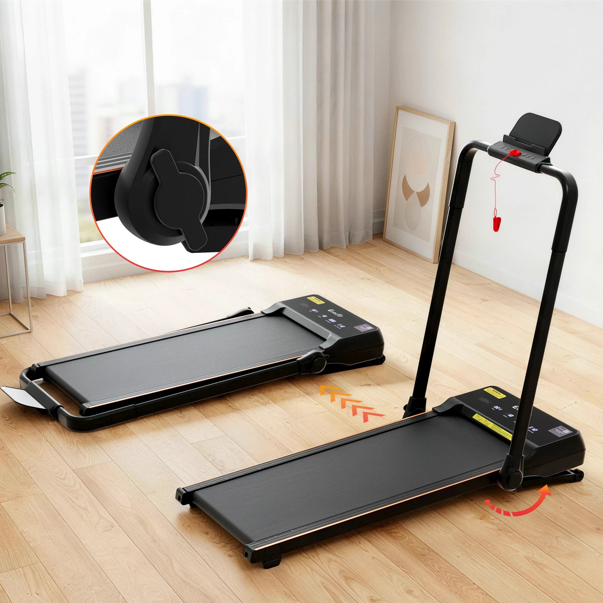 6 Everfit 3 in 1 Walking Pad Treadmill 20% Auto Incline Under Desk Foldable With 40cm Belt - Multi, 6 of 9