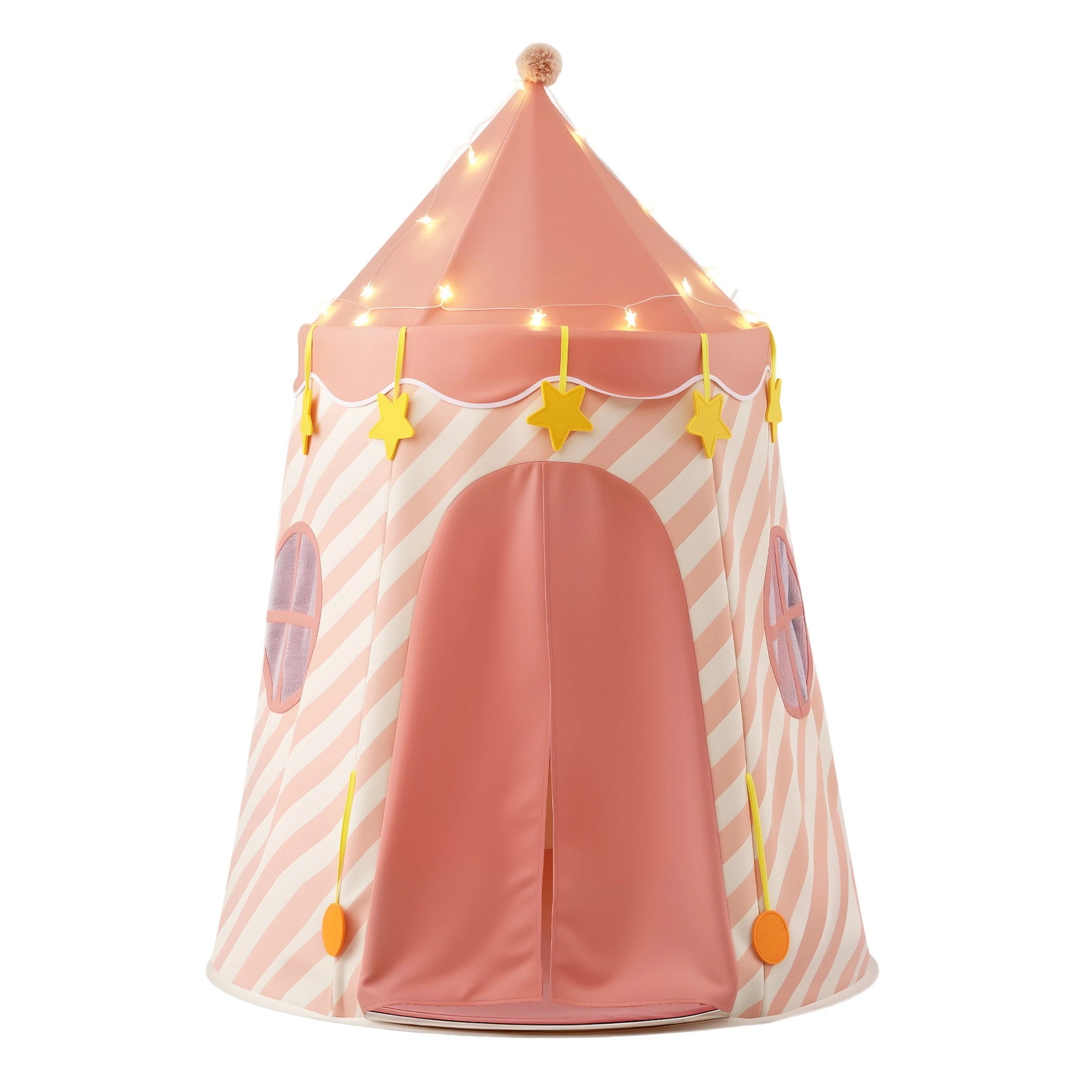 3 Keezi Kids Play Tent with Star Lights – 116x153cm Playhouse with Window & Carry Bag - Pink, 3 of 7
