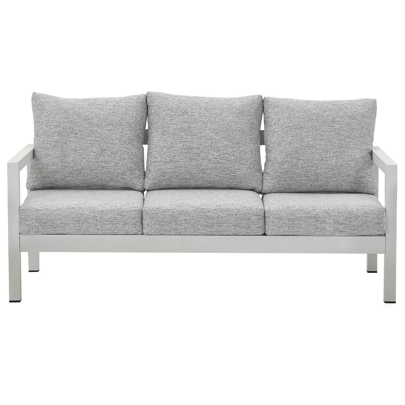 3 Moda Living Manly 3 Seater White Aluminium Outdoor Sofa Lounge - Light Textured Grey Cushions - White, 3 of 10