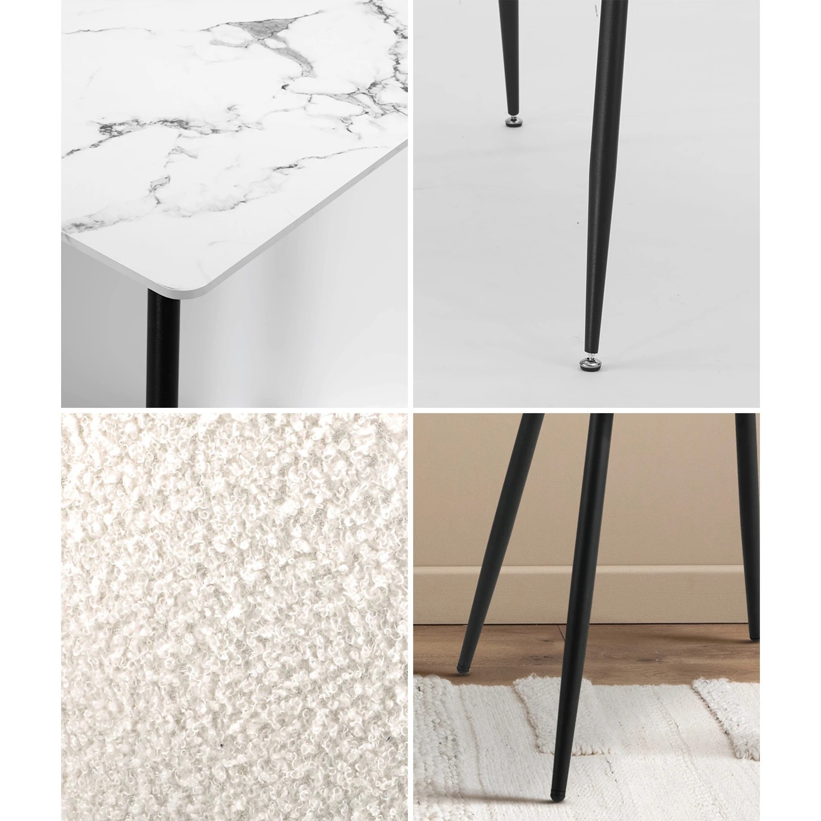 5 Oikiture 120cm Rectangle Dining Table with 4PCS Dining Chairs Sherpa - Multi, 5 of 9