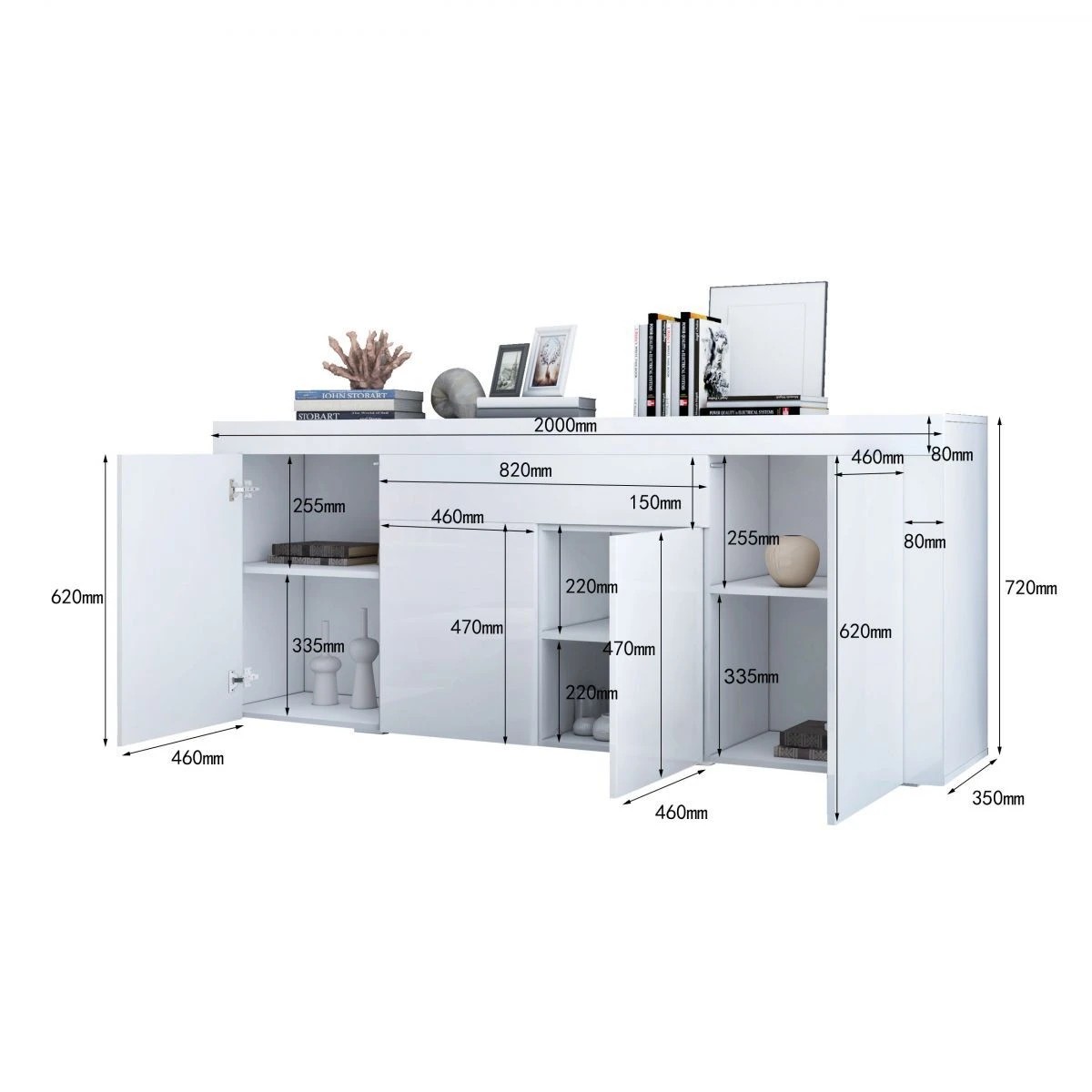 7 Ausway Sideboard Buffet Cabinet Table High Gloss Storage Cupboard, 7 of 7