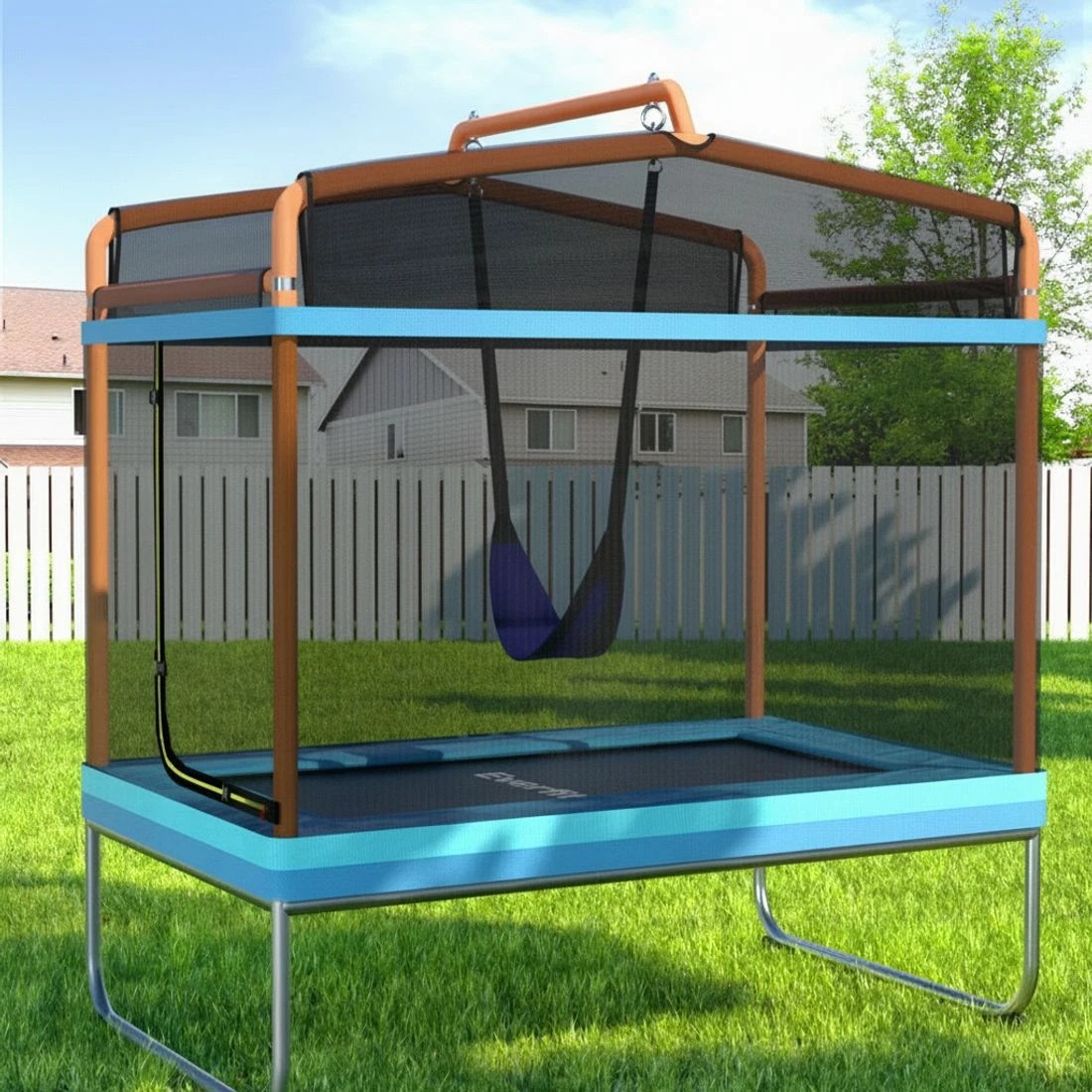 7 Everfit 6FT Trampoline for Kids w/ Enclosure Safety Net Swing Rectangle - Multi, 7 of 7