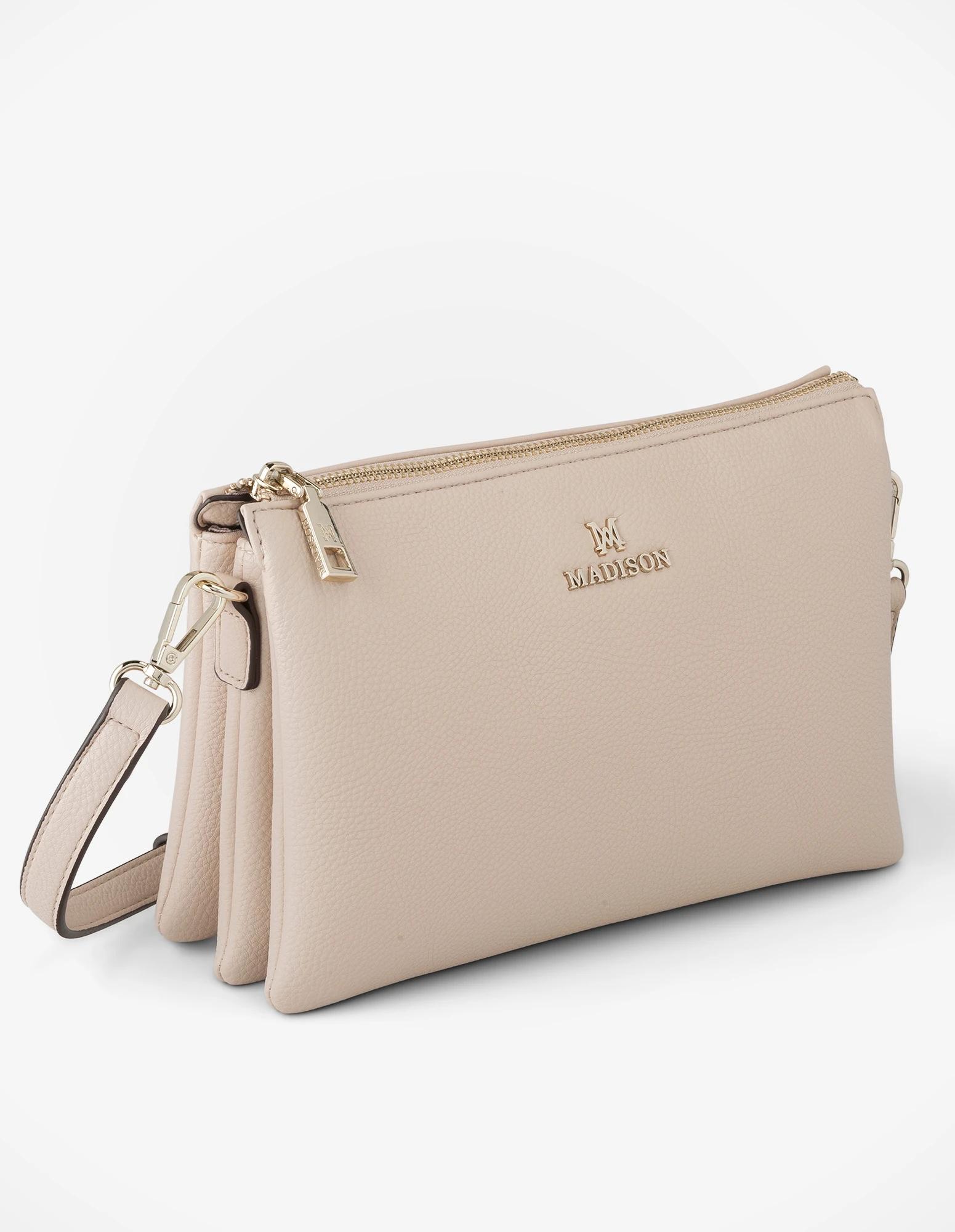 2 Madison Accessories Avery 3 Compartment Crossbody Bag with 2 Straps NUDE, 2 of 4