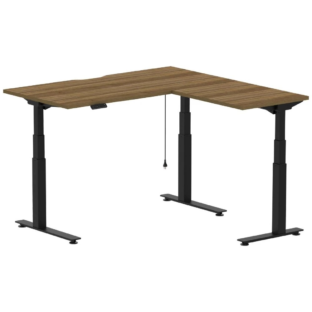 1 Stilford S2 Electric Corner Workstation 1500mm Black/Walnut Desks, Tables and Workstations, 1 of 6