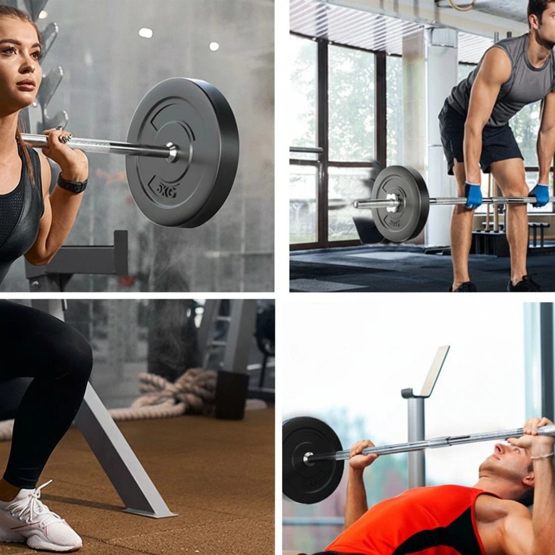 6 Everfit 18kg Barbell Set Weight Plates Bar Lifting Bench 168cm - Multi, 6 of 6