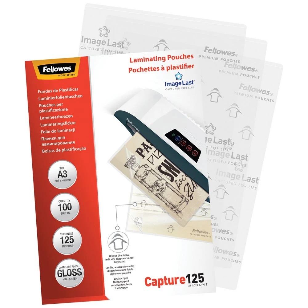 3 Fellowes A3 125 Micron Laminating Pouch Gloss 100 Pack, 3 of 4