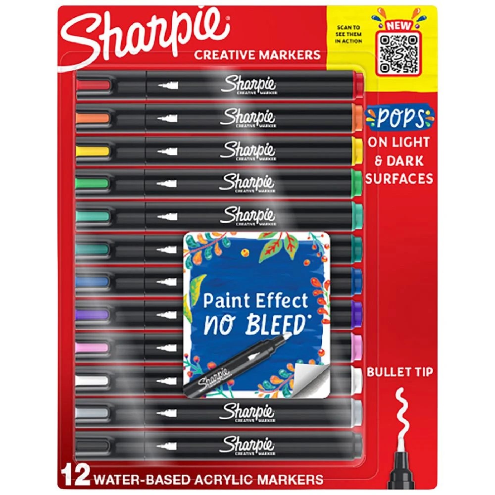 1 Sharpie Creative Acrylic Bullet Markers 12 Pack, 1 of 10