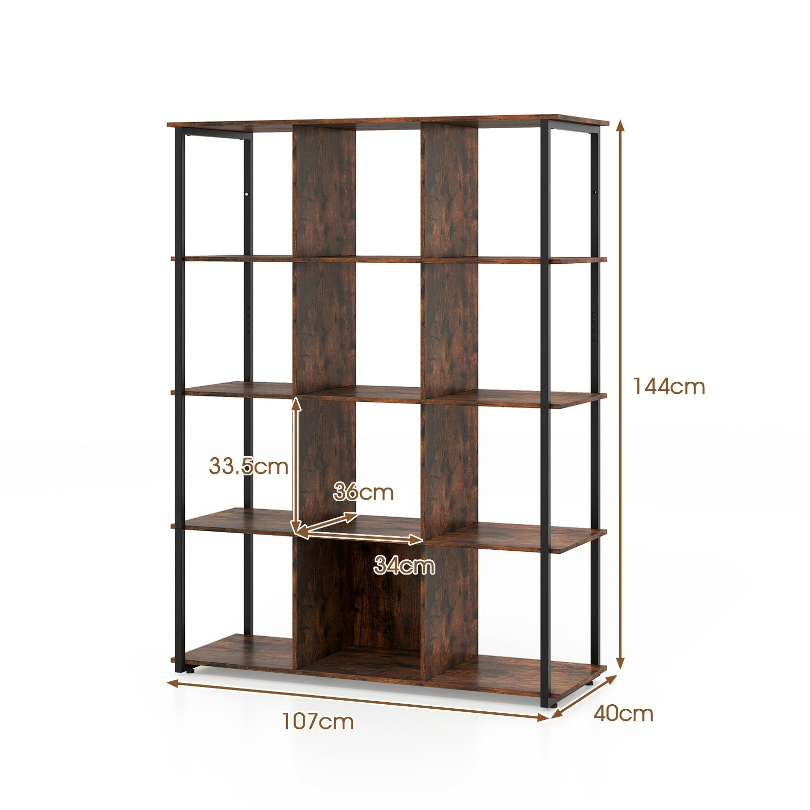 4 Costway 12 Cube Bookshelf Bookcase Stand Industrial Open Shelf Display Rack Stoarge Cabinet, 4 of 4