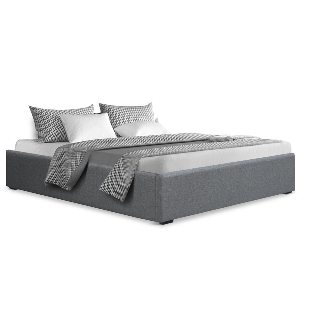 1 Artiss Bed Frame Double Size Gas Lift Base  TOKI - Grey, 1 of 8