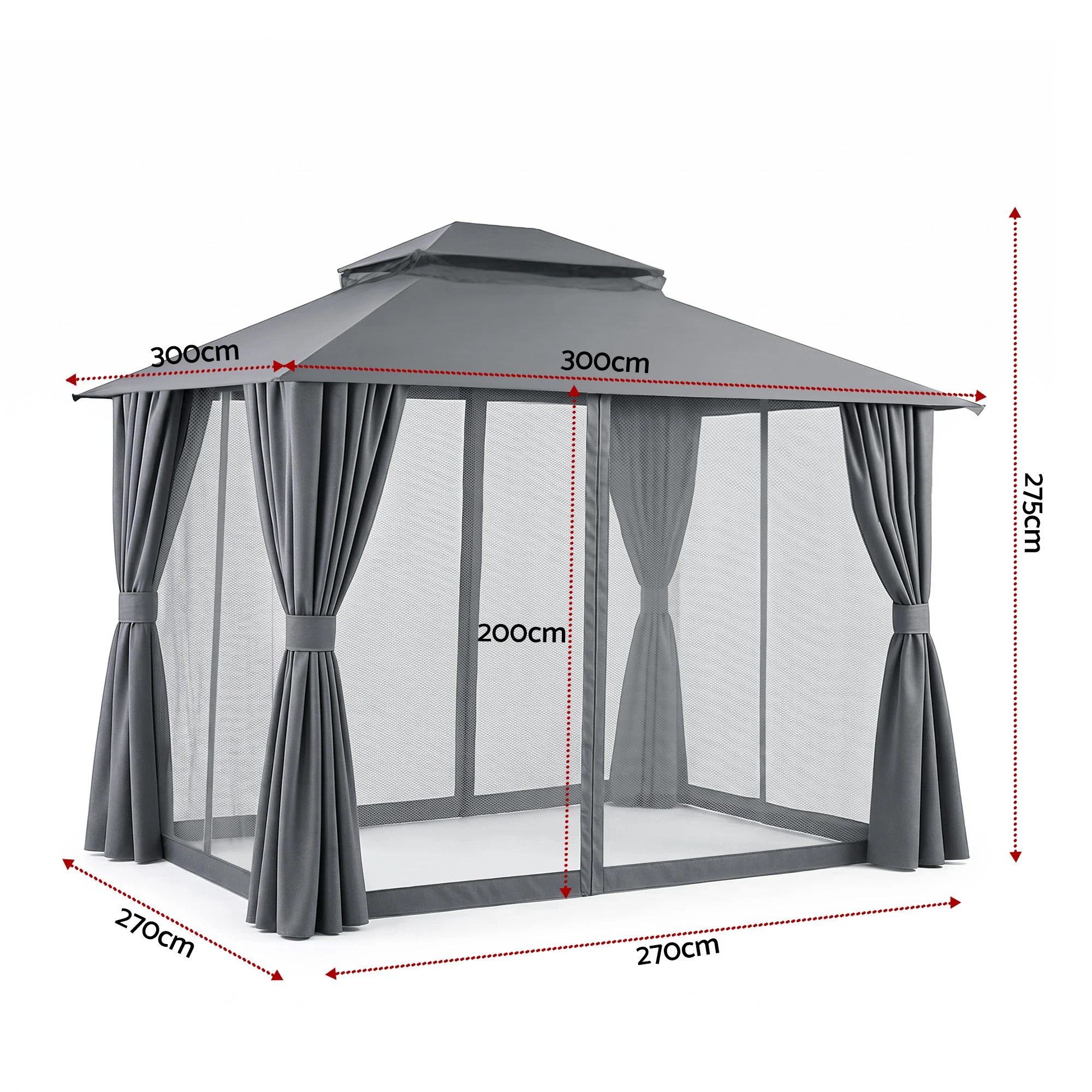 3 Instahut Gazebo Canopy Outdoor Steel Frame Patio Tent Curtains Marquee - Grey, 3 of 7