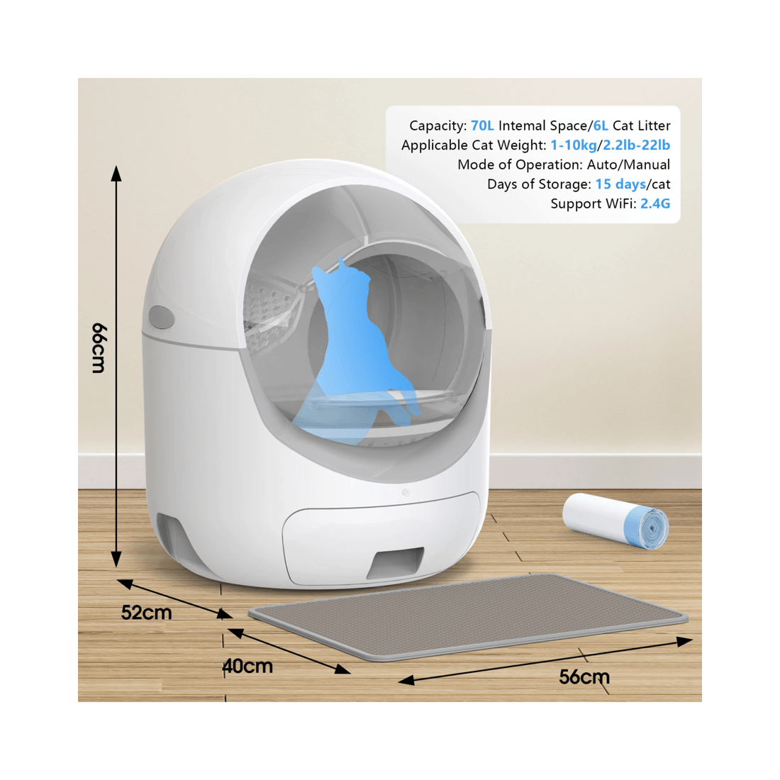 7 Advwin 70l Self Cleaning Cat Litter Box, 7 of 7