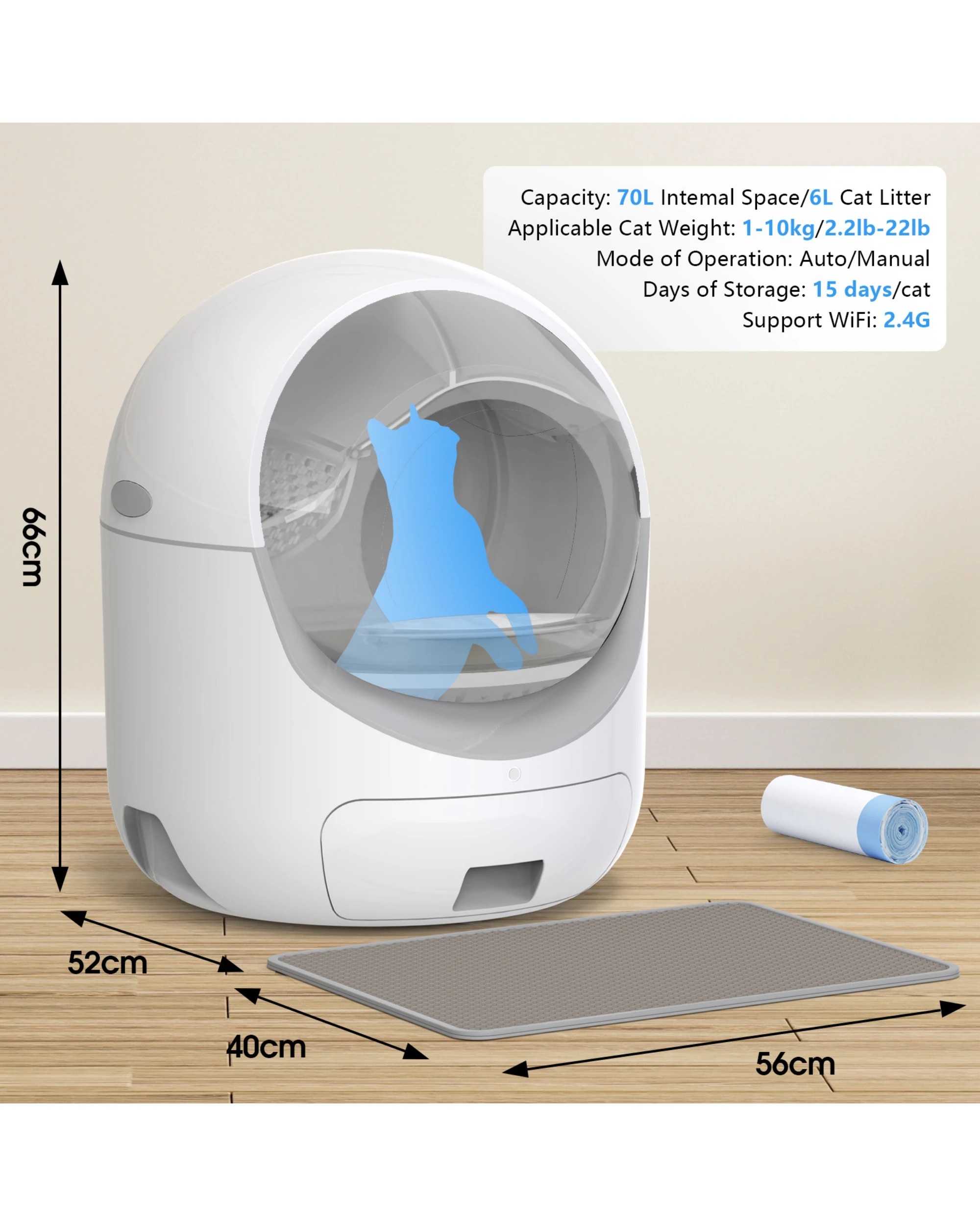7 Advwin 70l Self Cleaning Cat Litter Box, 7 of 7