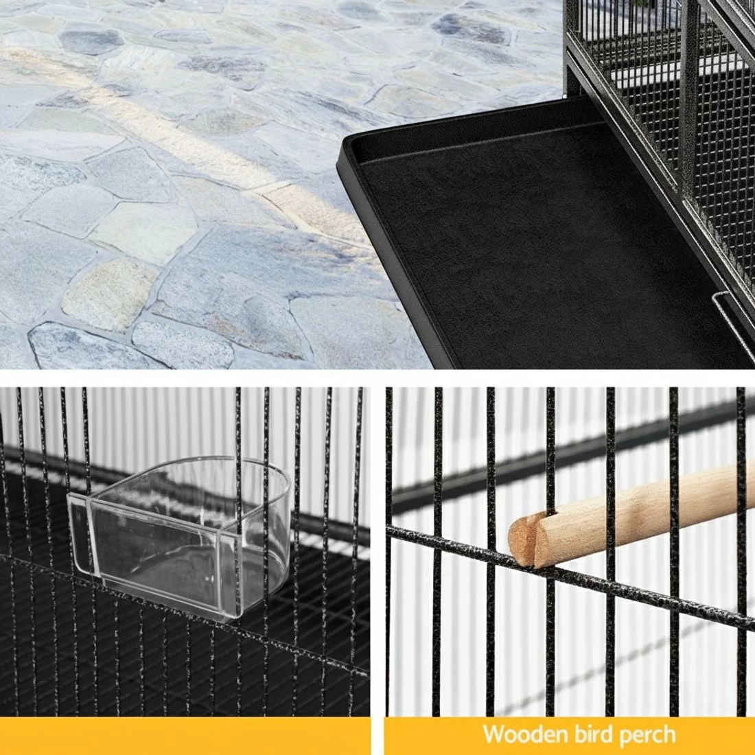 6 i.Pet Bird Cage 138cm Large Aviary - Black, 6 of 8