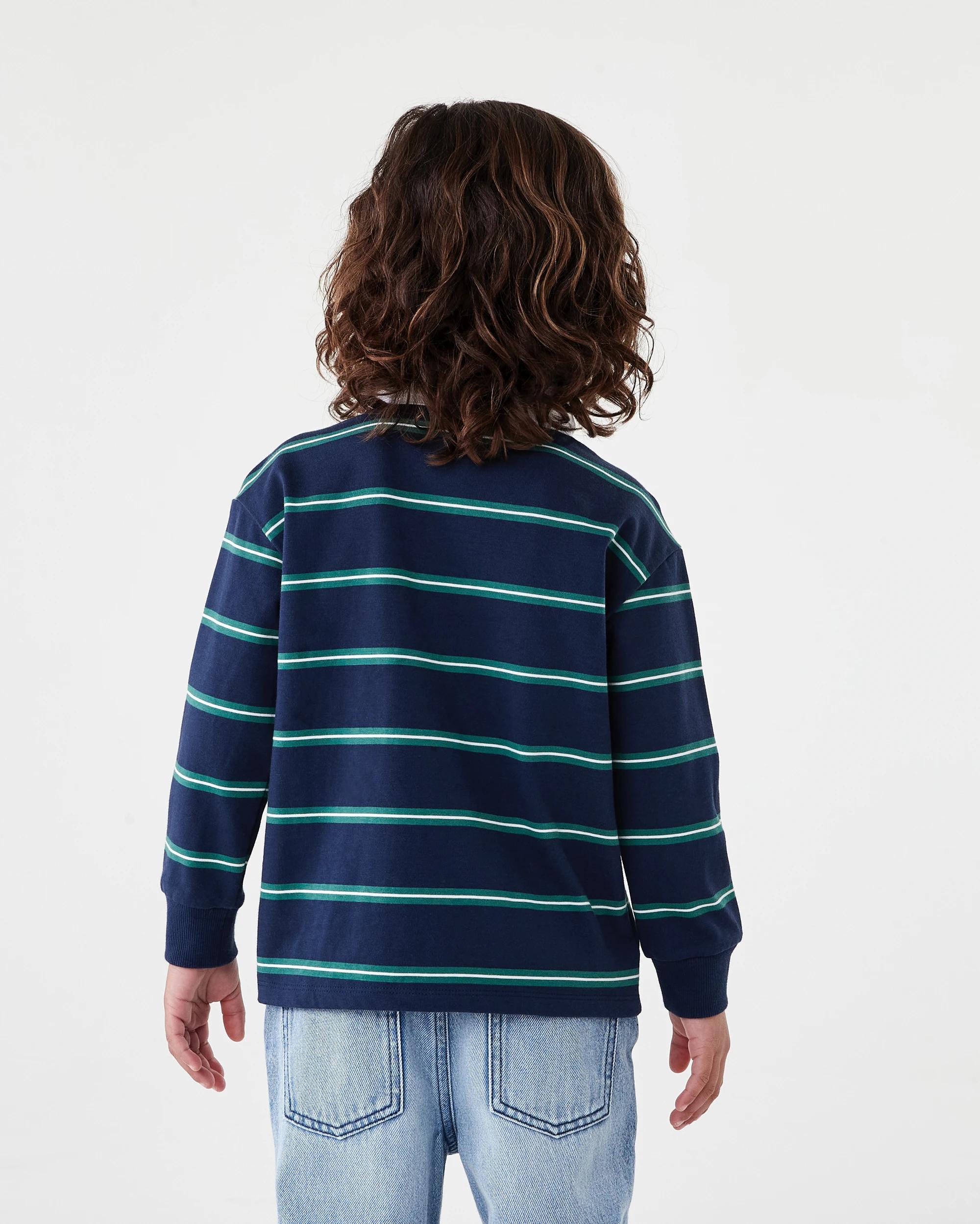 2 Long Sleeve Stripe Rugby T-shirt Blu Stripe, 2 of 7
