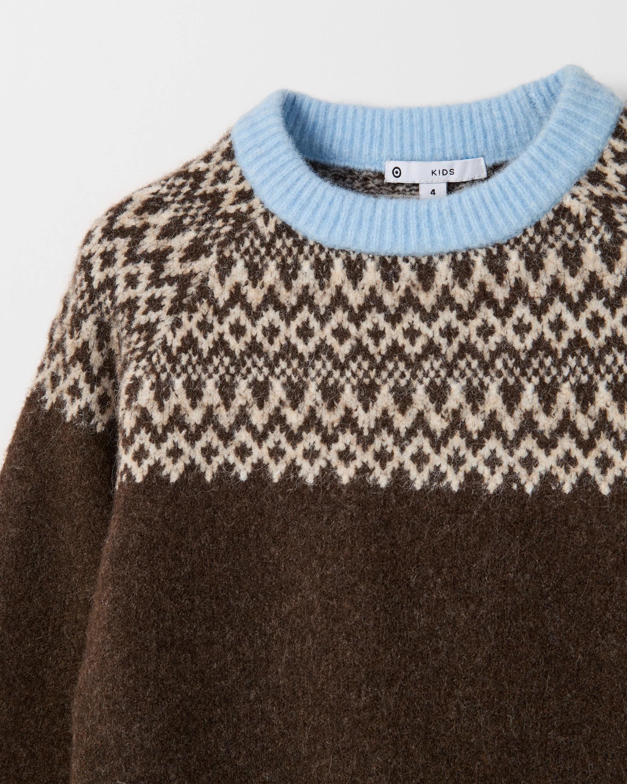 6 Target Kids Fairisle Knit Crew Neck Jumper BROWN, 6 of 6