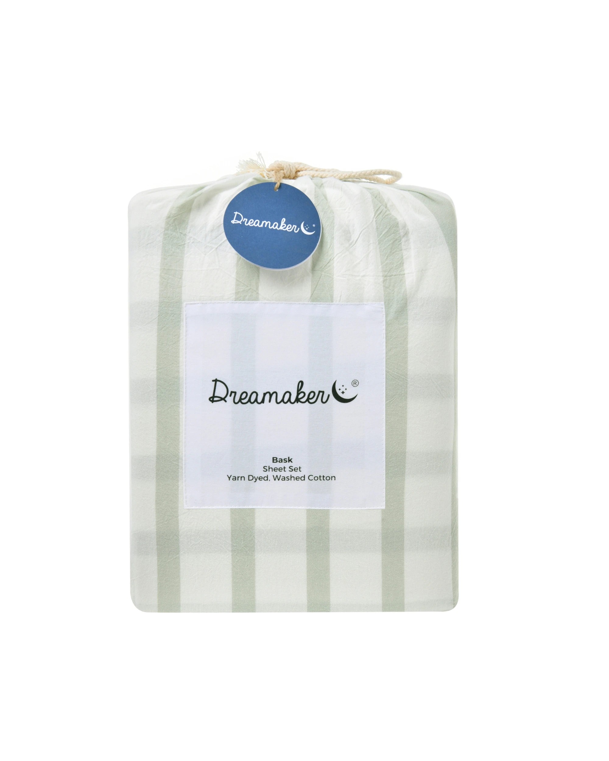 7 Dreamaker Bask Yarn Dyed Washed Cotton Striped Sheet Set - King Single Bed - Sage, 7 of 7