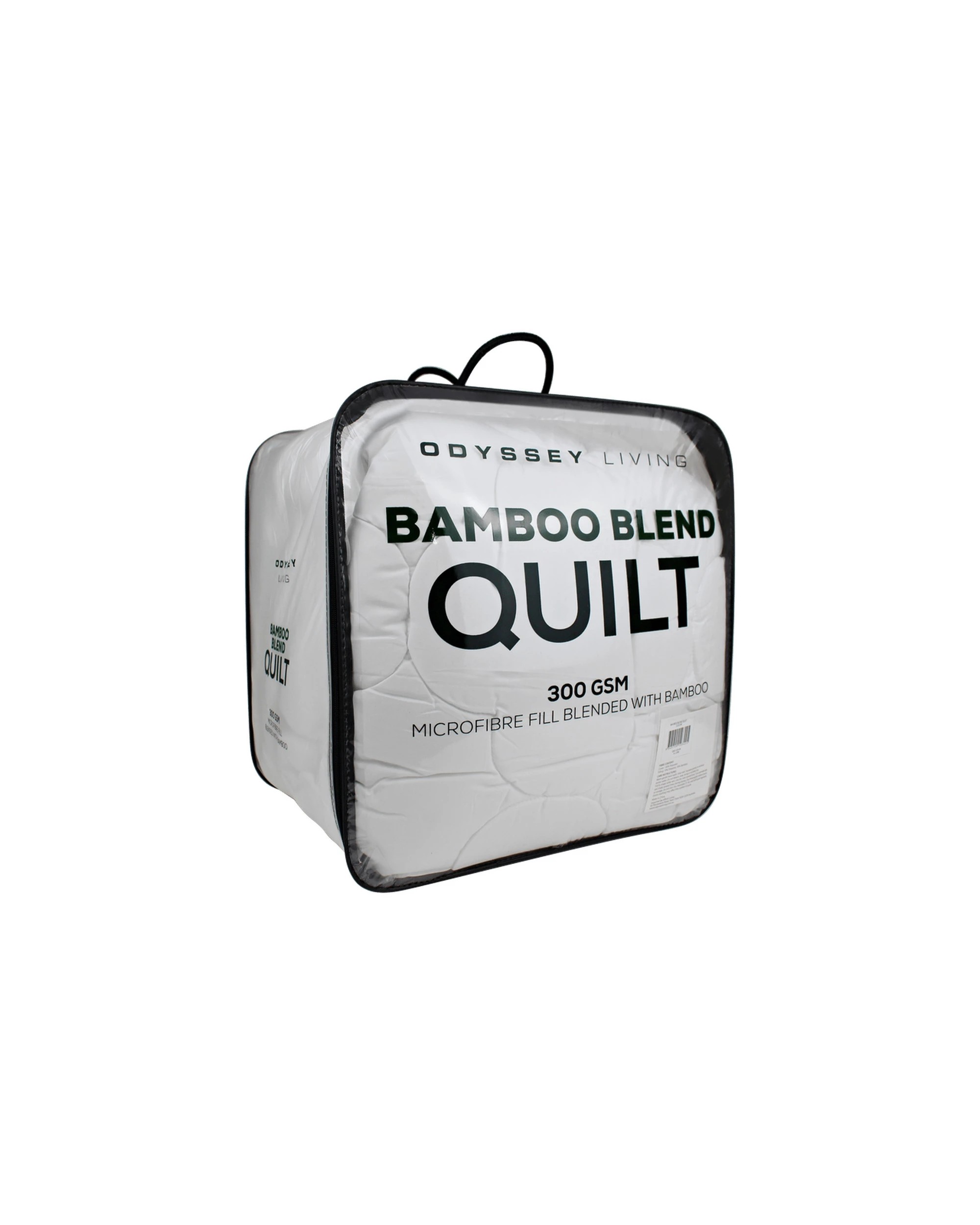 2 Odyysey Microlush Bamboo Blend Quilt 300Gsm - Single Bed - White, 2 of 4