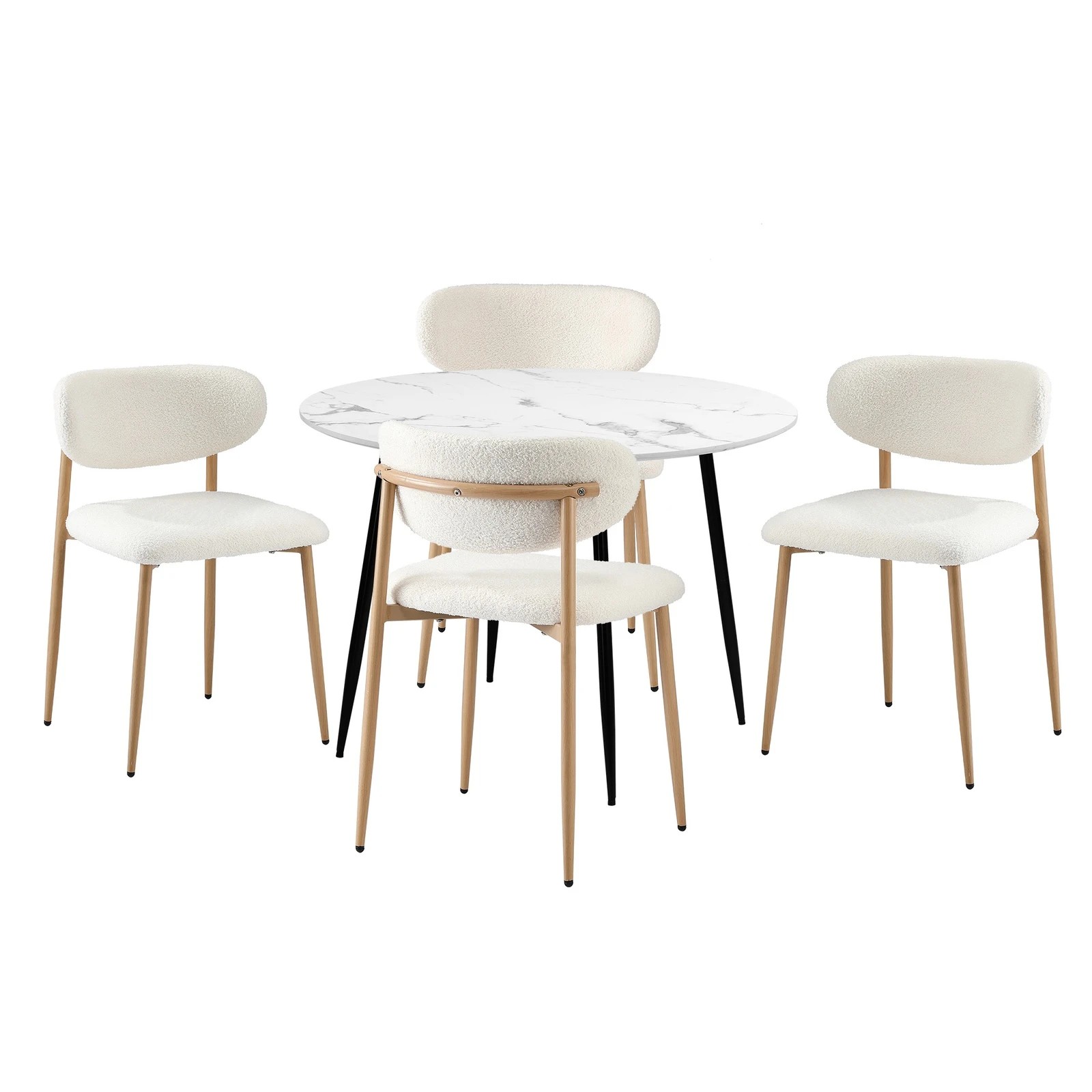 8 Oikiture 110cm Round Dining Table with 4x Dining Chairs Boucle - Multi, 8 of 9