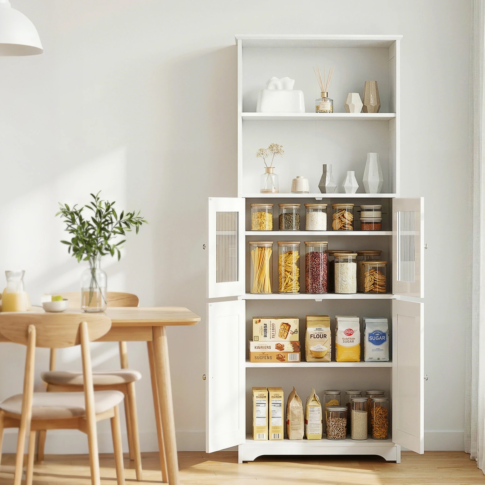 4 Artiss Buffet Sideboard Cabinet Pantry Kitchen Bathroom Storage Cupboard - White, 4 of 8