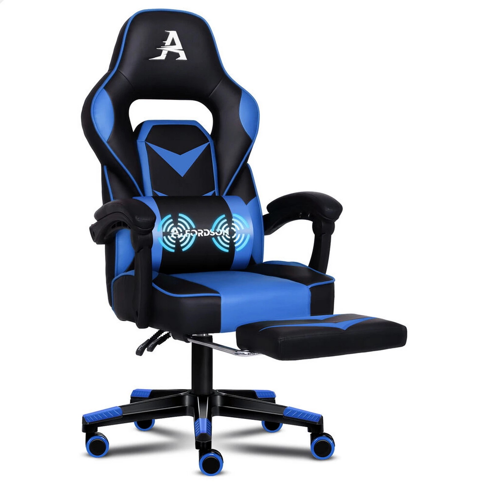 1 Alfordson Gaming Chair Office Massage Seat Racing Footrest Executive - Blue, 1 of 10