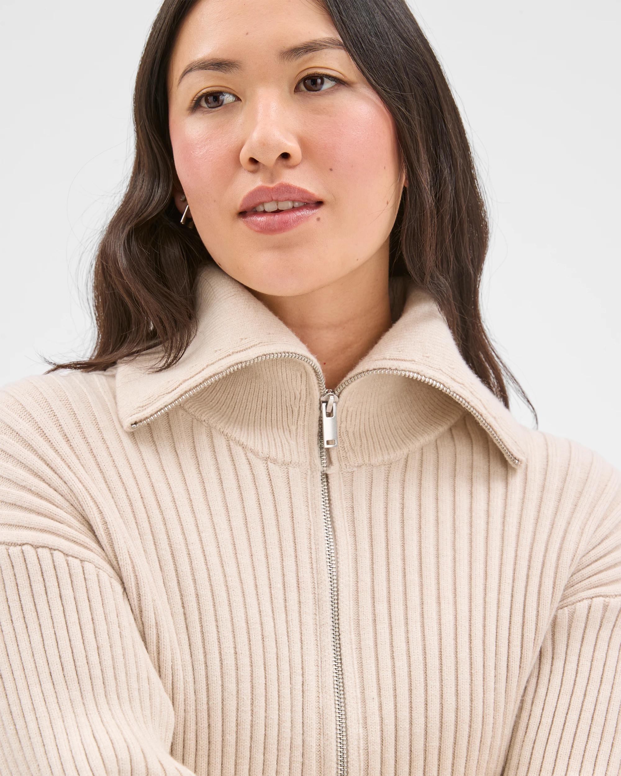 6 Target Woman Clean Knit Rib Zip Through Jumper BIRCH MARLE, 6 of 7