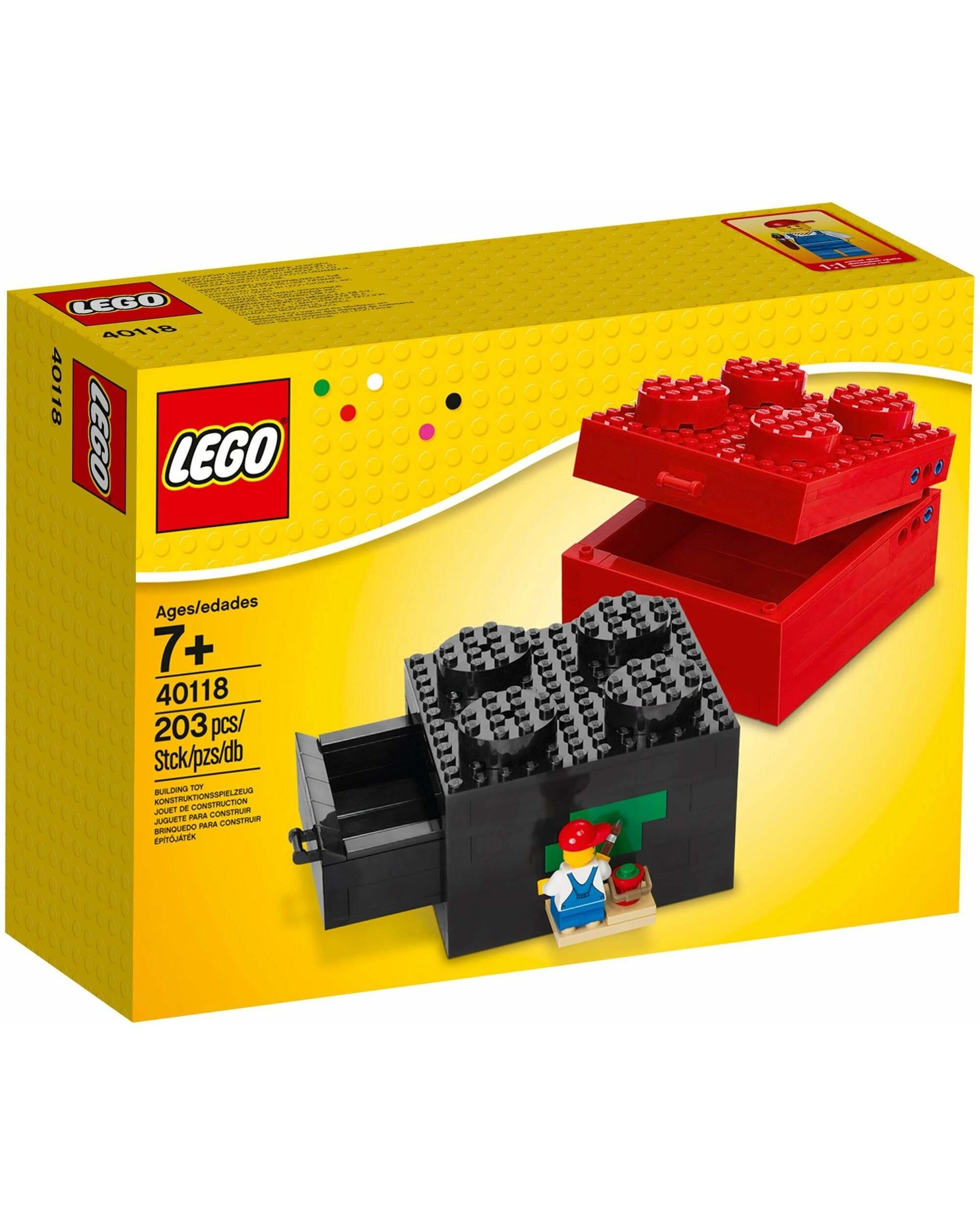 4 LEGO 40118 Buildable Brick Box 2x2 Storage w/ Minifigure, 4 of 4
