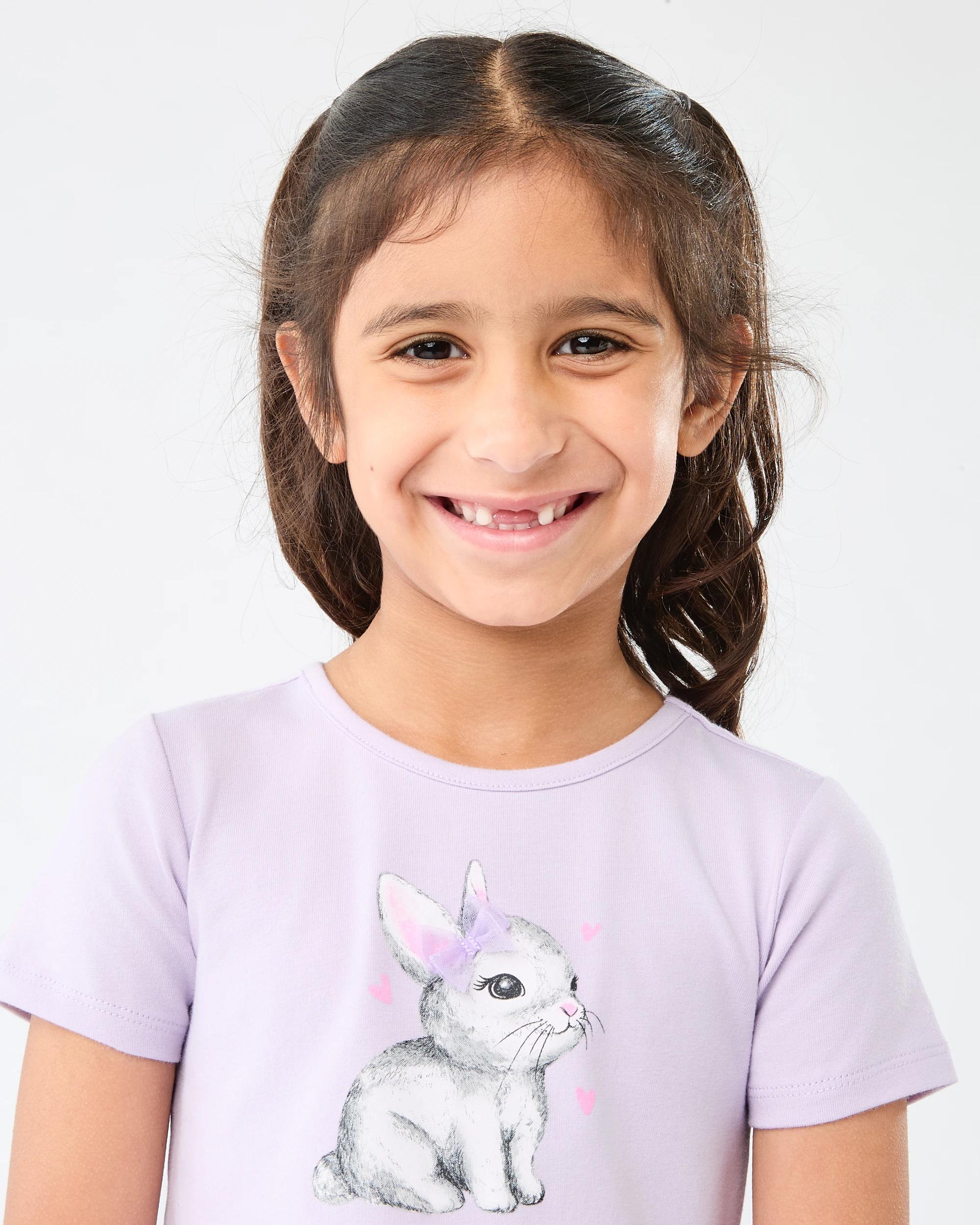 3 Easter Short Sleeve Rib Tutu Dress Prpl Bunny, 3 of 8