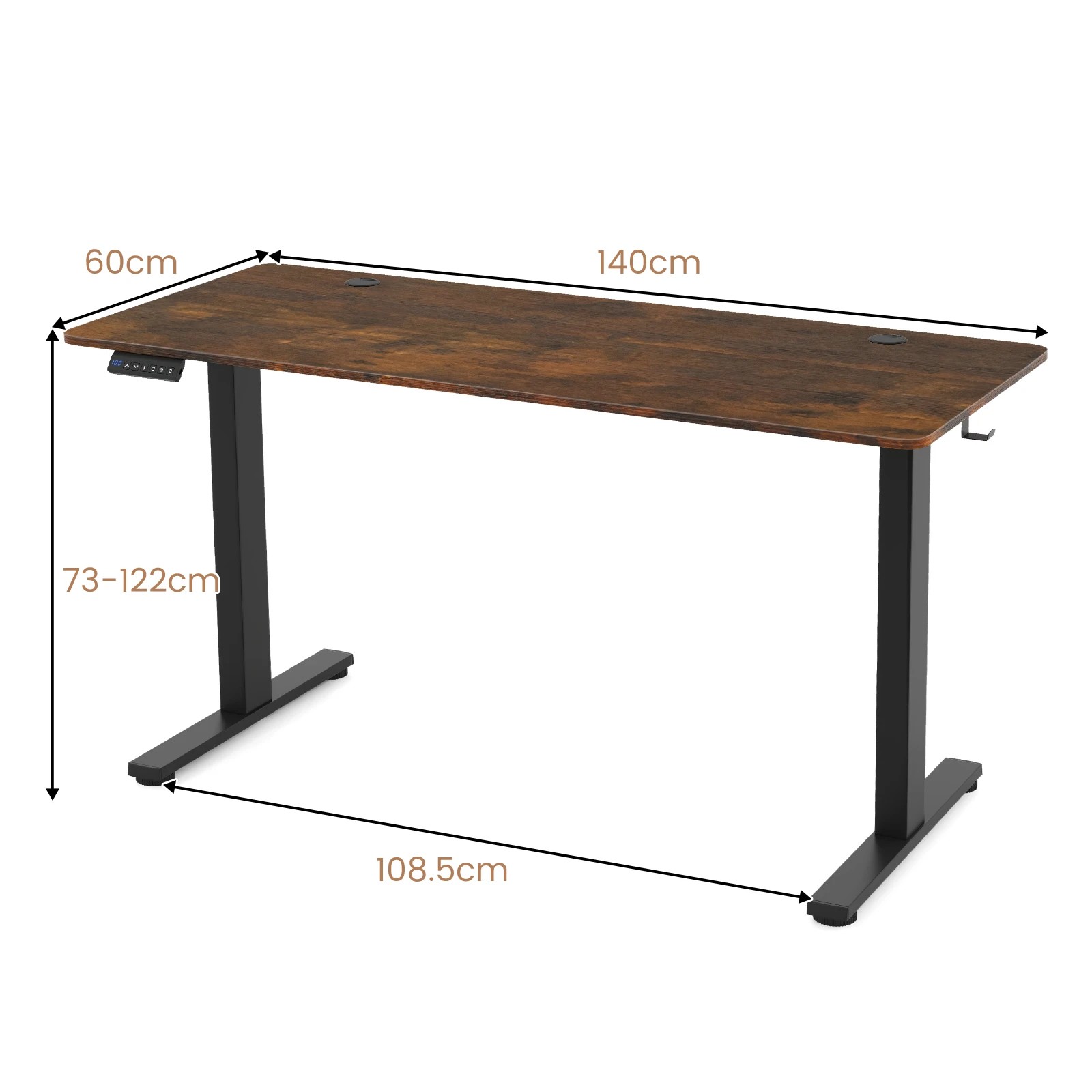 2 Costway 140cm Electric Standing Desk 3 Height Memory Computer Desk - Brown, 2 of 3